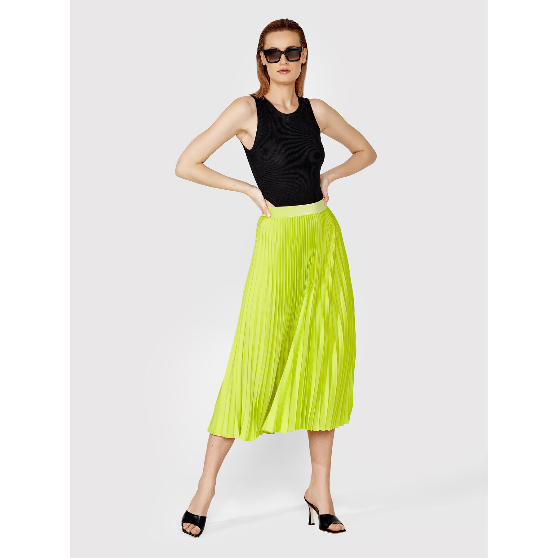 Simple Плисирана пола SDD005 Зелен Regular Fit - Pepit.bg