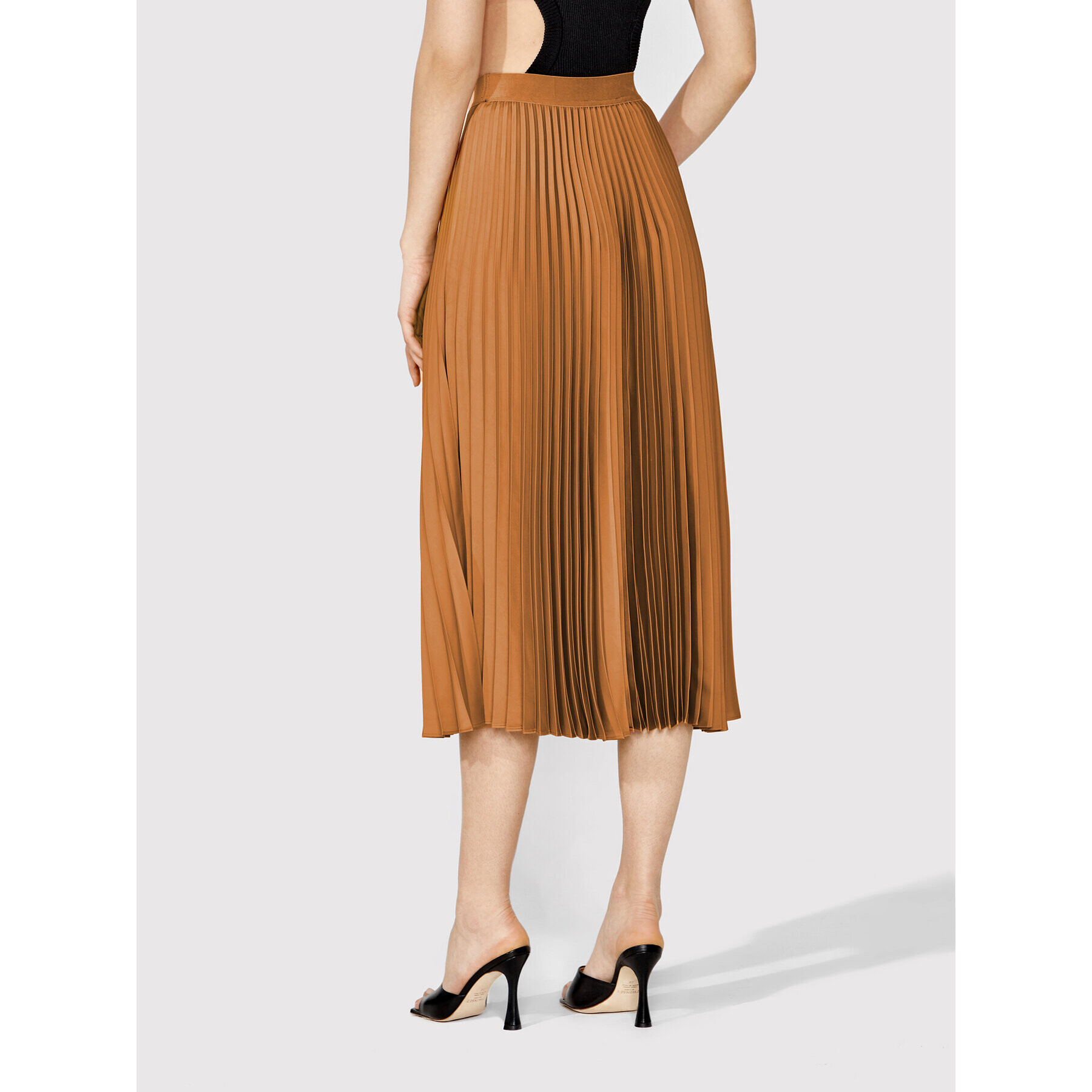 Simple Плисирана пола SDD006 Кафяв Regular Fit - Pepit.bg