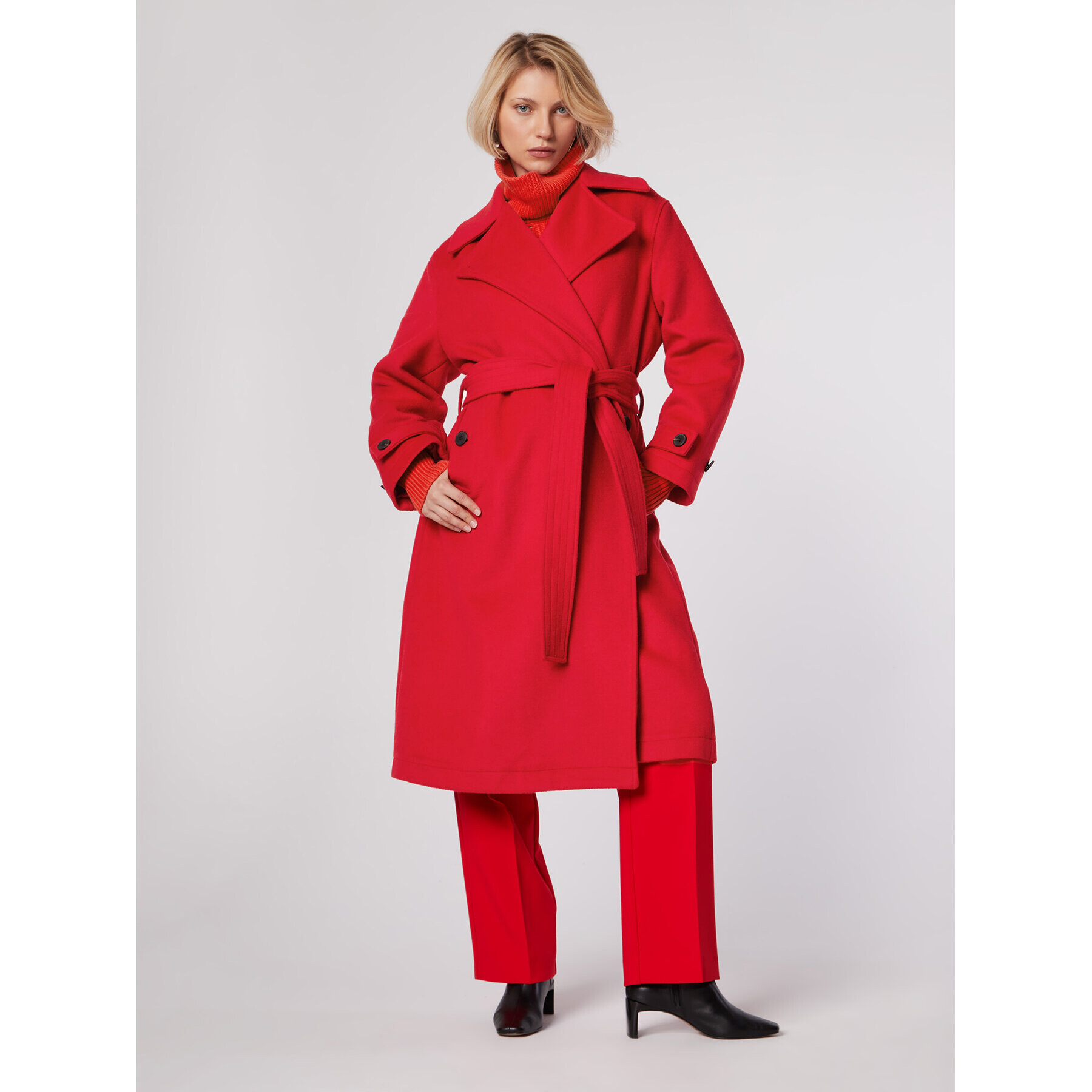 Simple Преходно палто PLD502-04 Червен Relaxed Fit - Pepit.bg