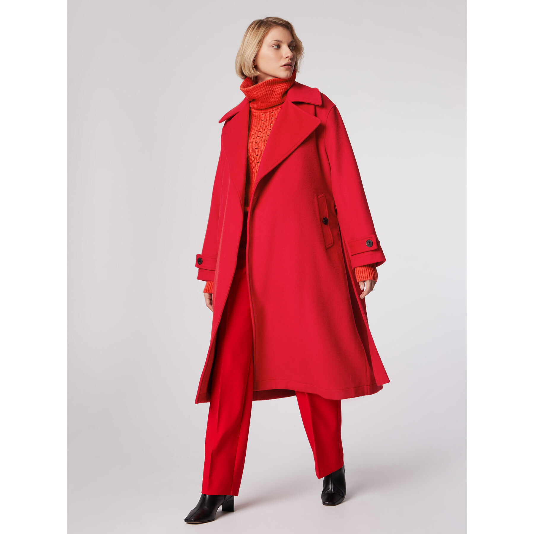 Simple Преходно палто PLD502-04 Червен Relaxed Fit - Pepit.bg