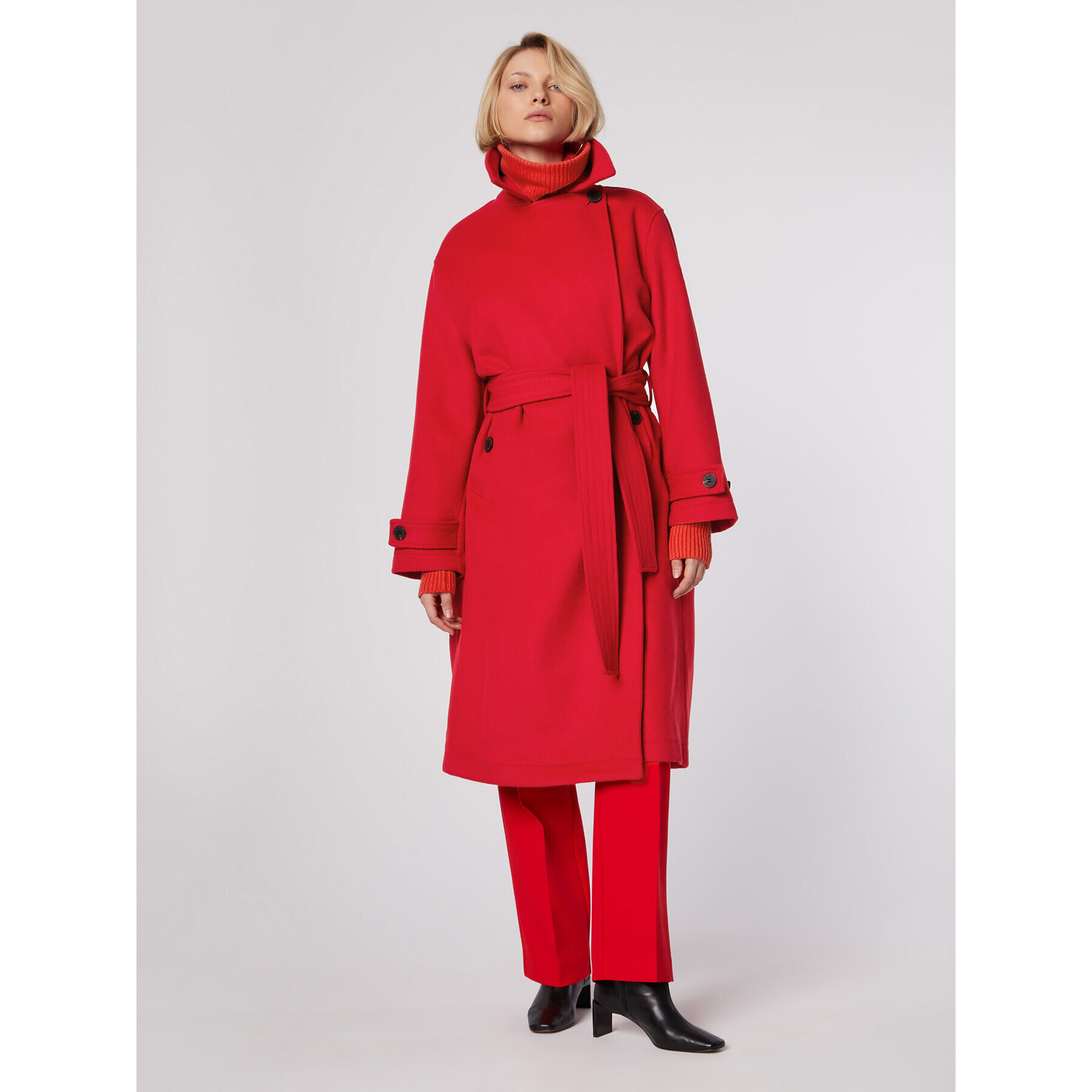 Simple Преходно палто PLD502-04 Червен Relaxed Fit - Pepit.bg