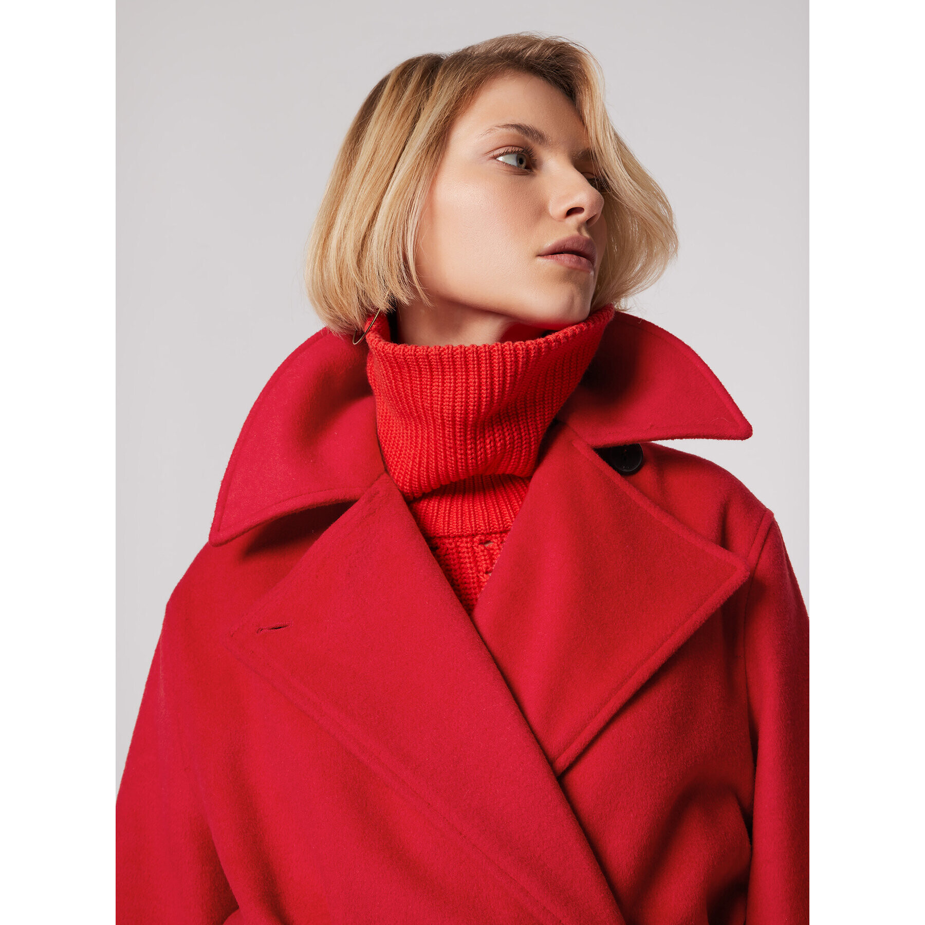 Simple Преходно палто PLD502-04 Червен Relaxed Fit - Pepit.bg