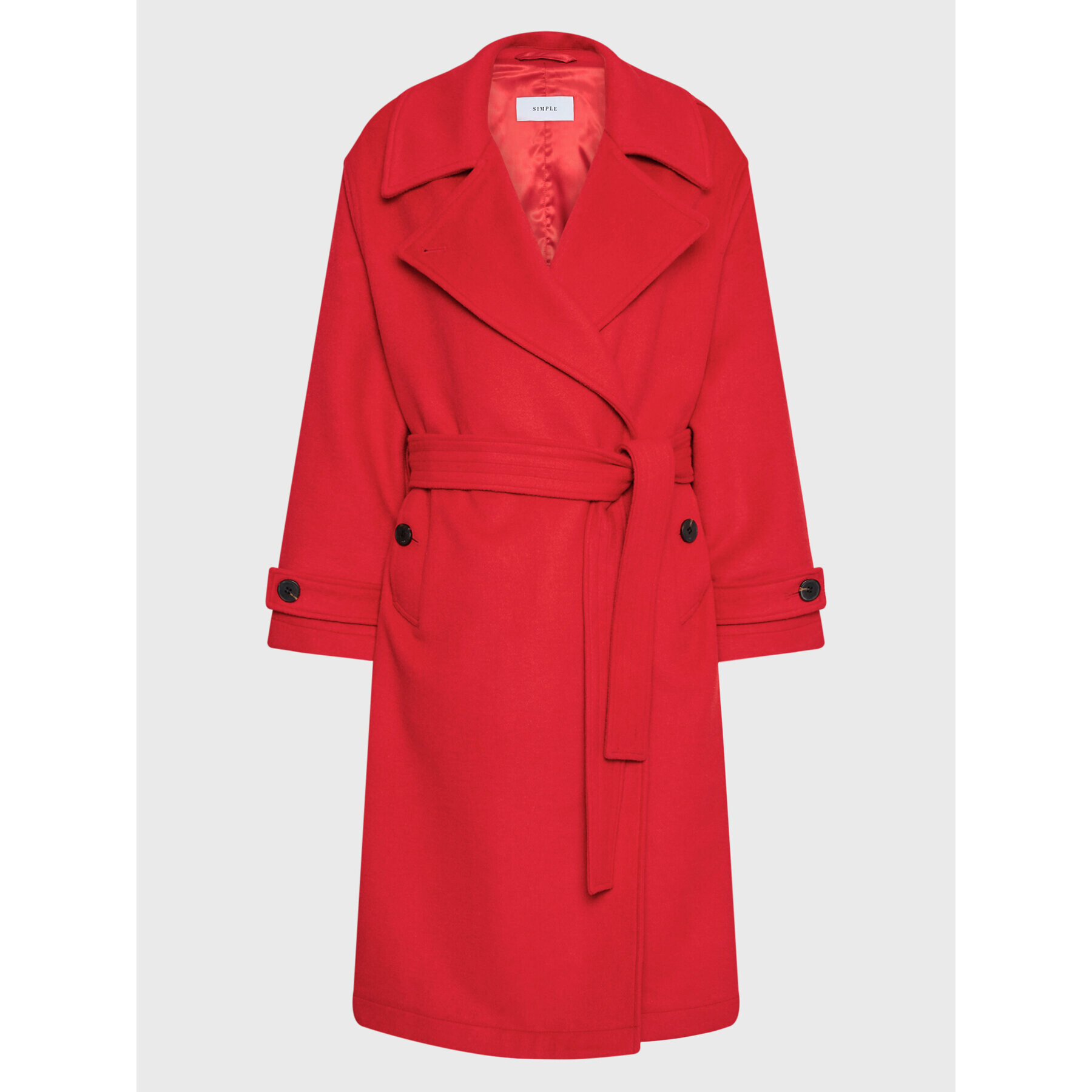 Simple Преходно палто PLD502-04 Червен Relaxed Fit - Pepit.bg