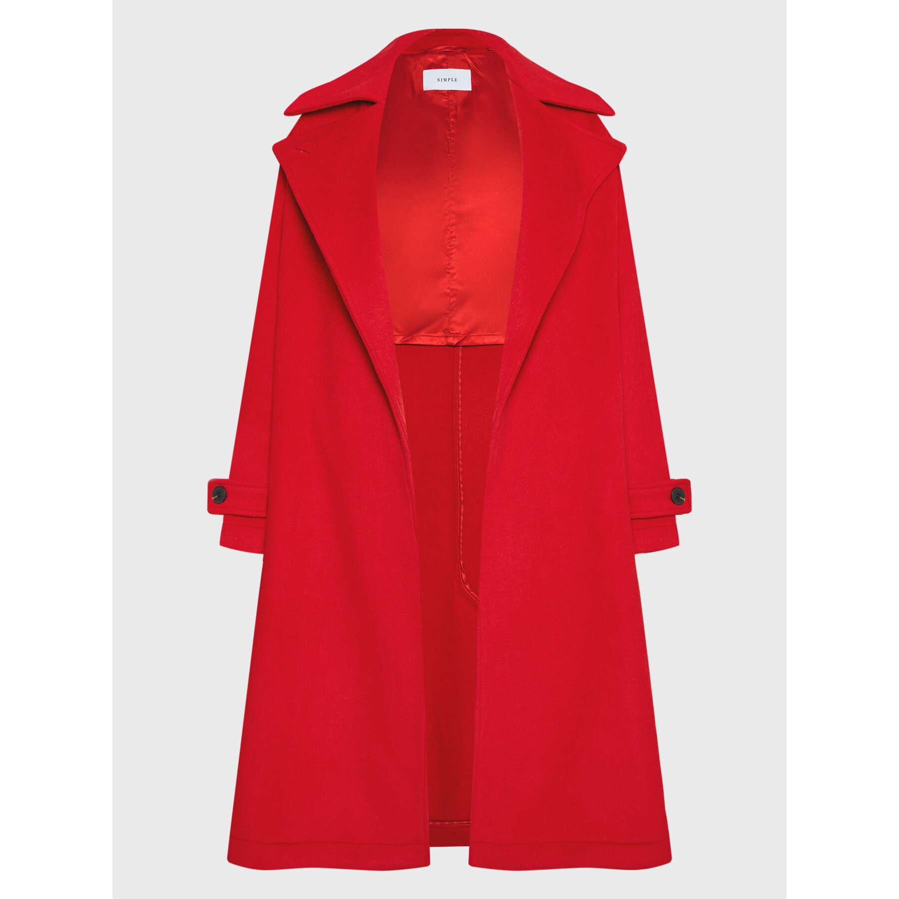 Simple Преходно палто PLD502-04 Червен Relaxed Fit - Pepit.bg