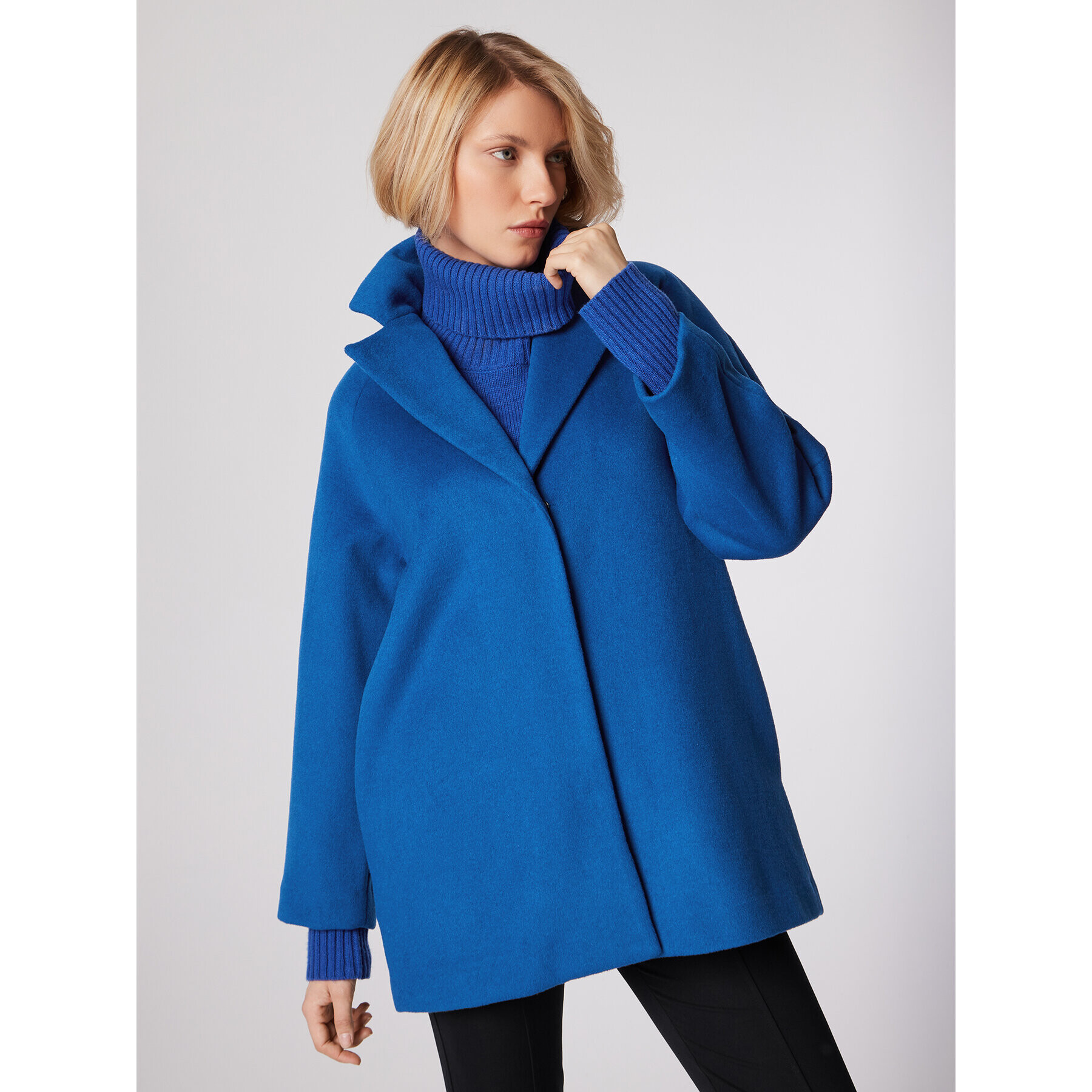 Simple Преходно палто PLD510-02 Син Relaxed Fit - Pepit.bg