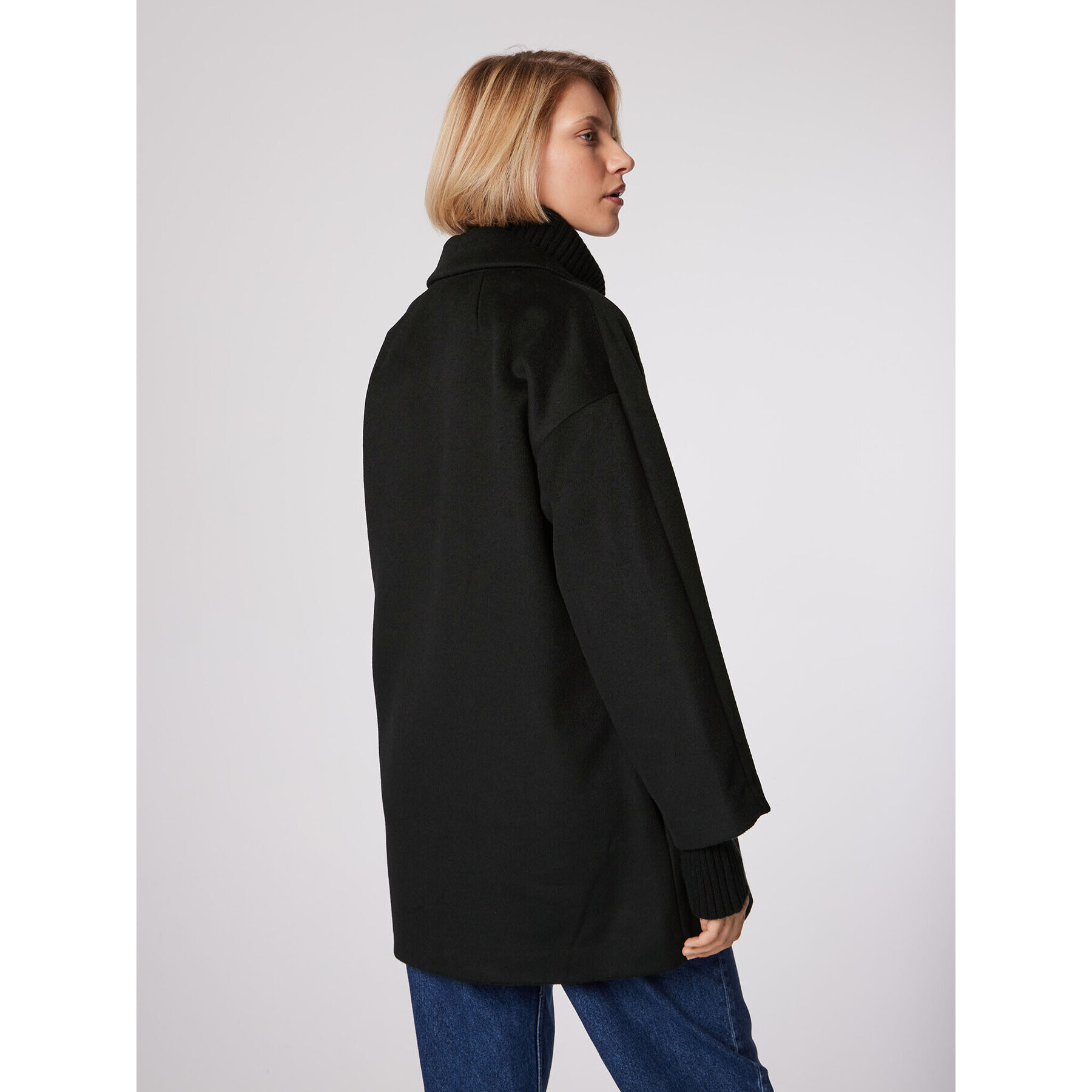 Simple Преходно палто PLD510-03 Черен Relaxed Fit - Pepit.bg