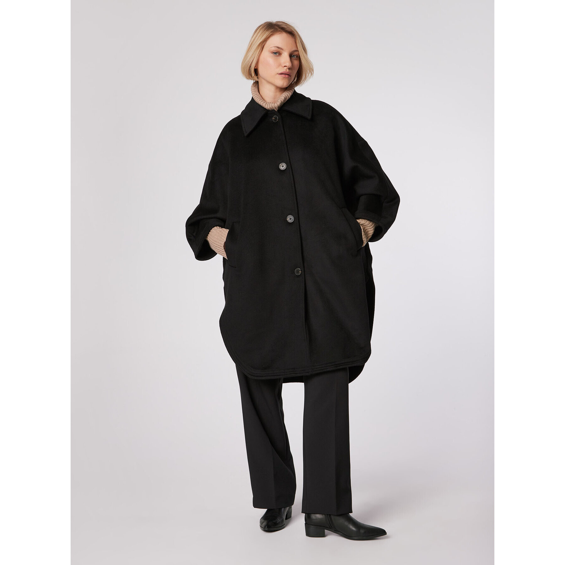 Simple Преходно палто PLD505-01 Черен Oversize - Pepit.bg