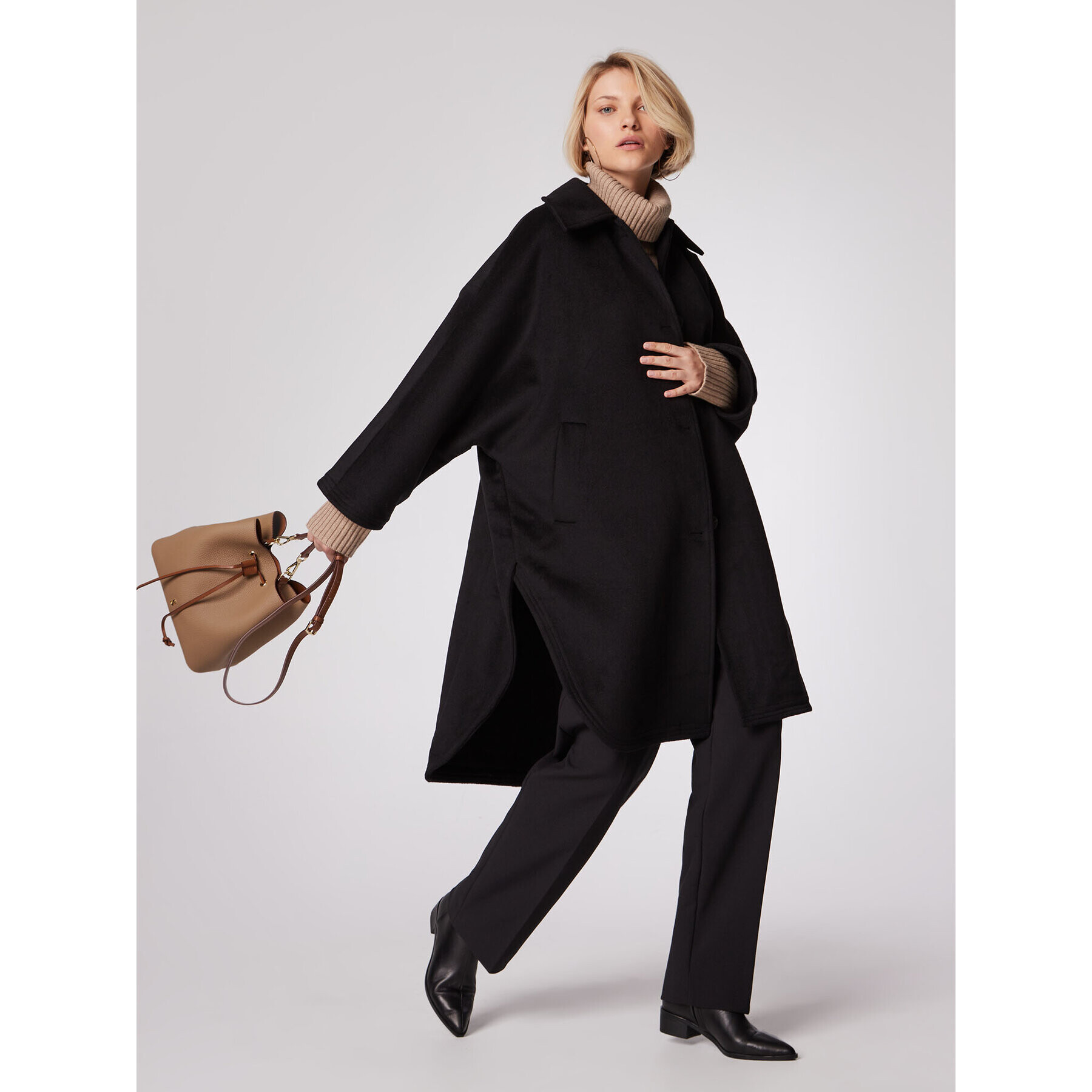 Simple Преходно палто PLD505-01 Черен Oversize - Pepit.bg
