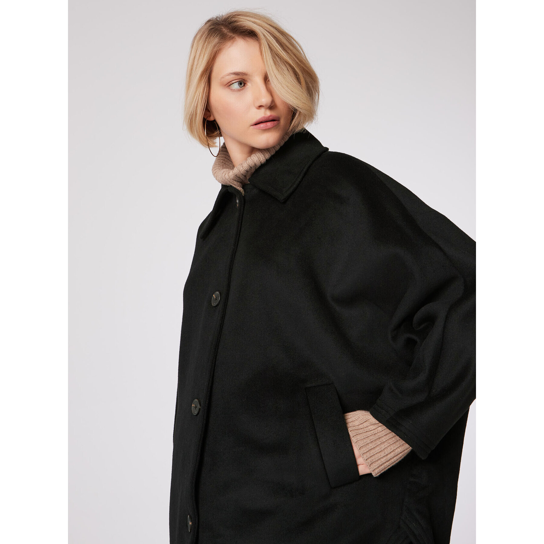 Simple Преходно палто PLD505-01 Черен Oversize - Pepit.bg