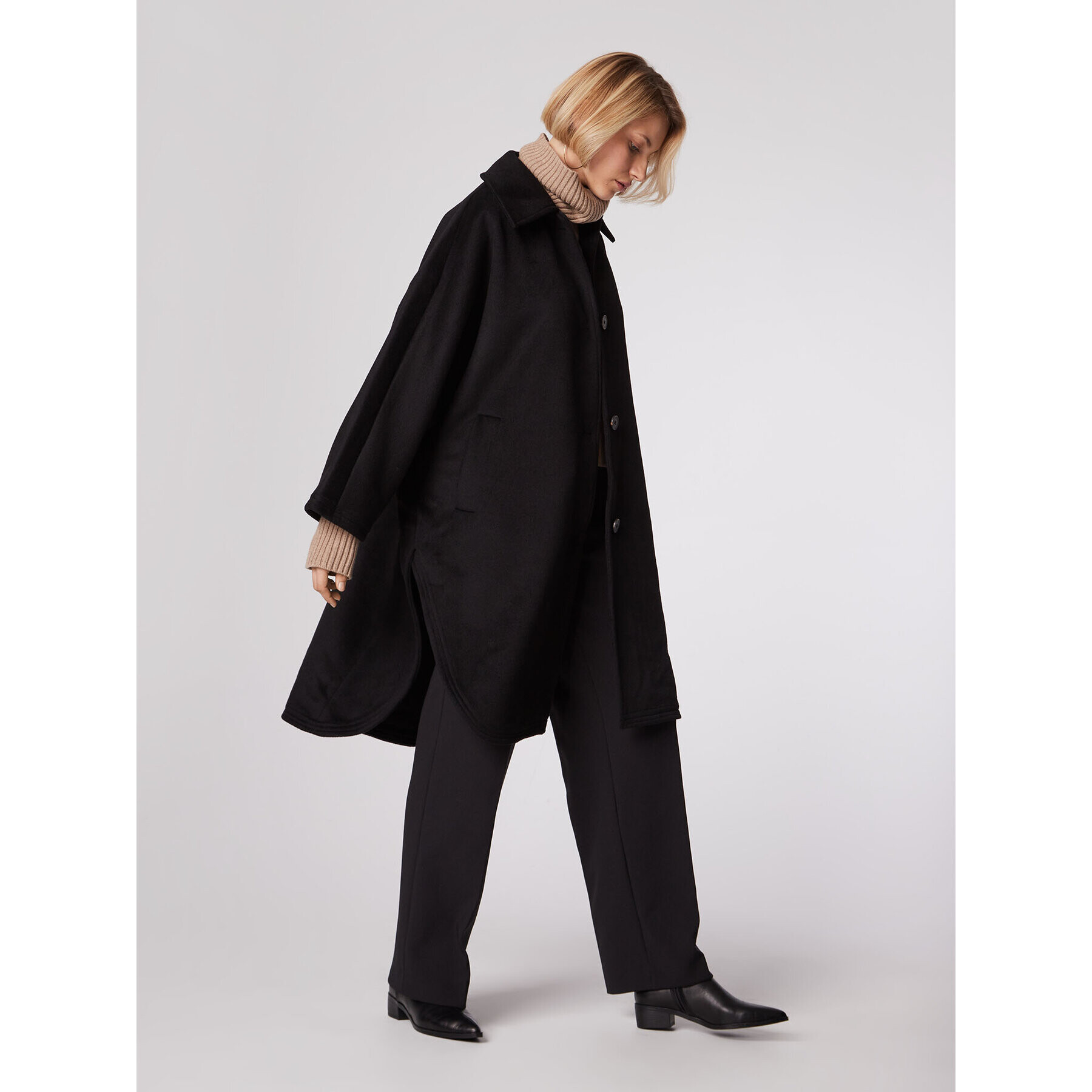 Simple Преходно палто PLD505-01 Черен Oversize - Pepit.bg
