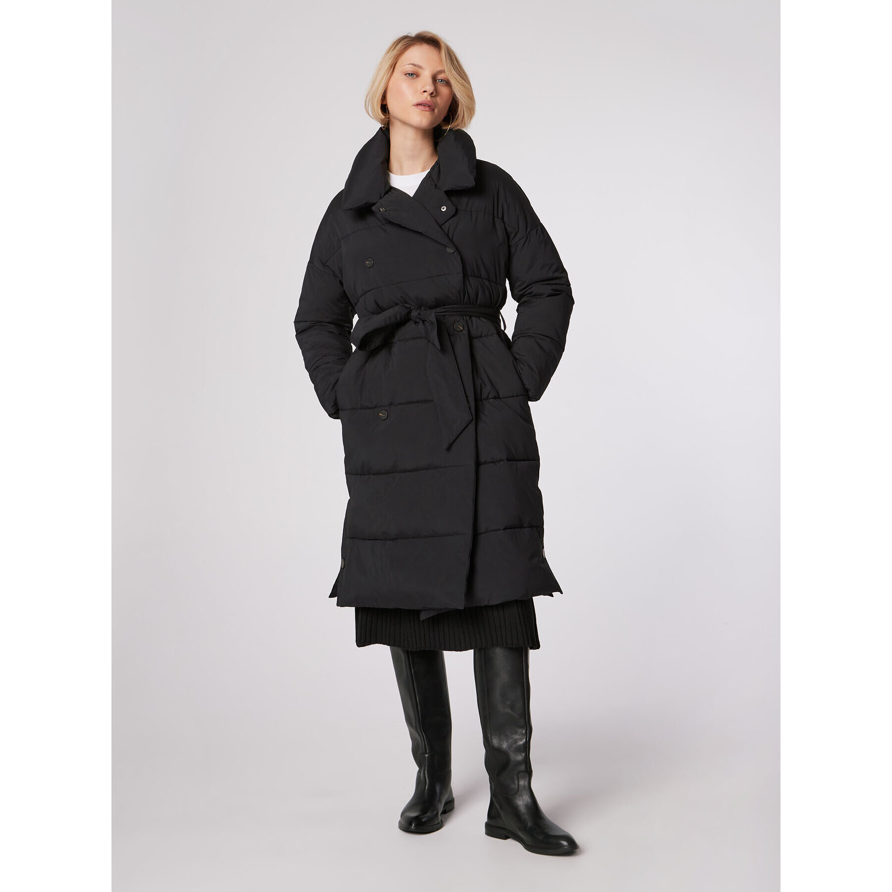 Simple Пухено яке PLD503-01 Черен Relaxed Fit - Pepit.bg