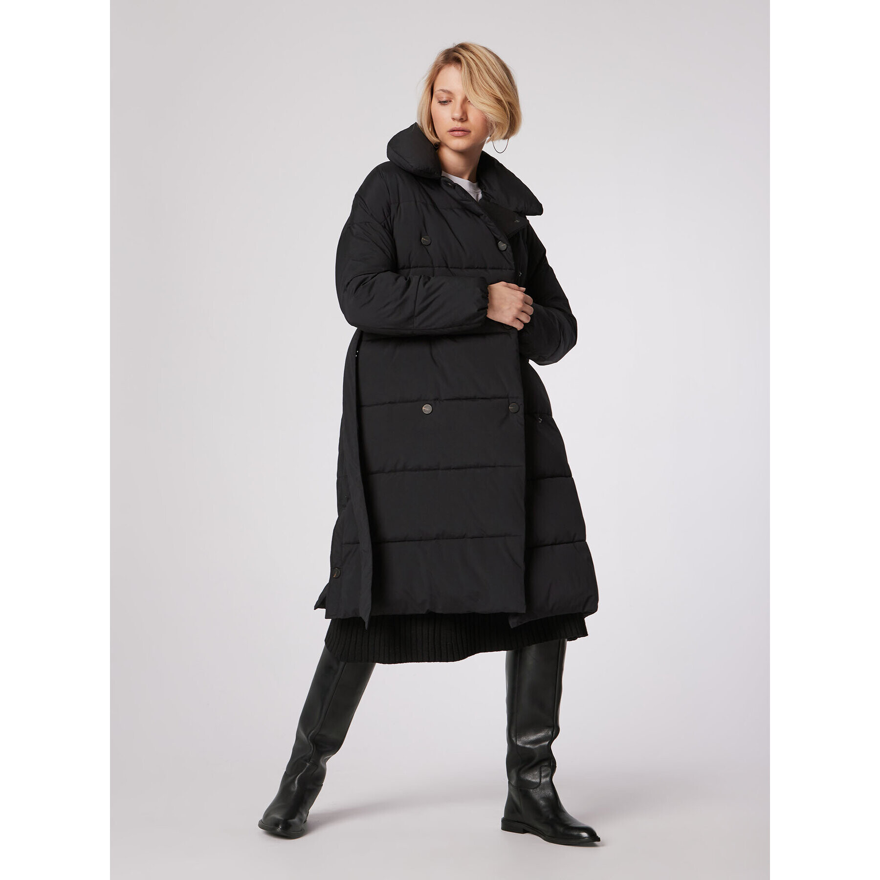 Simple Пухено яке PLD503-01 Черен Relaxed Fit - Pepit.bg