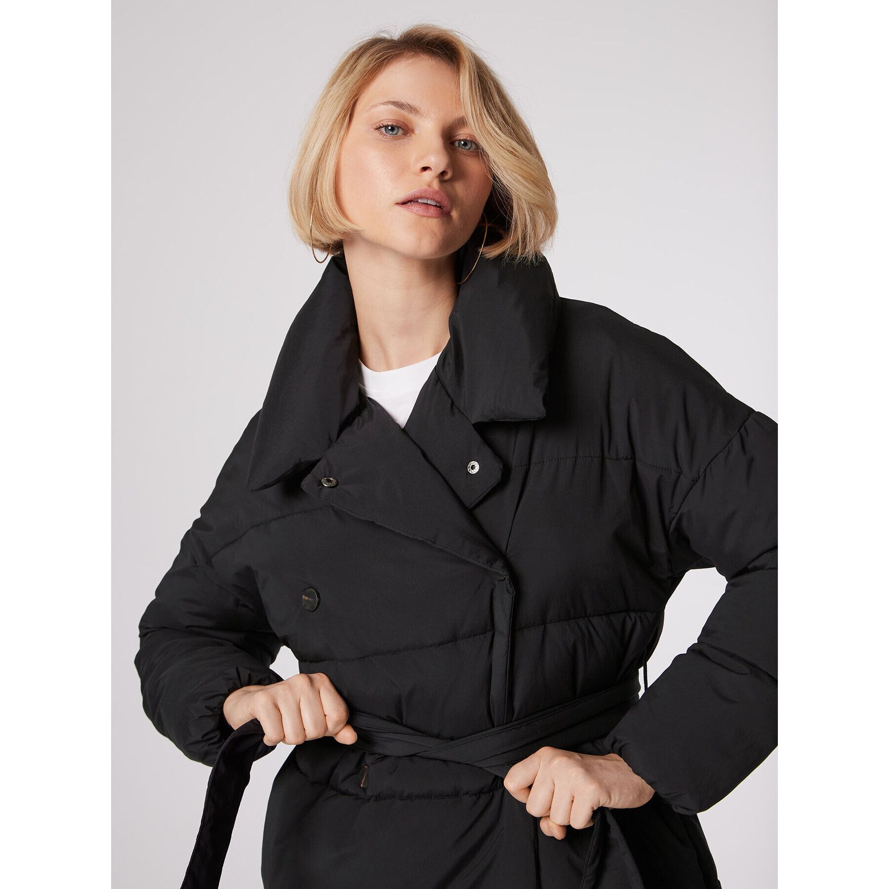 Simple Пухено яке PLD503-01 Черен Relaxed Fit - Pepit.bg