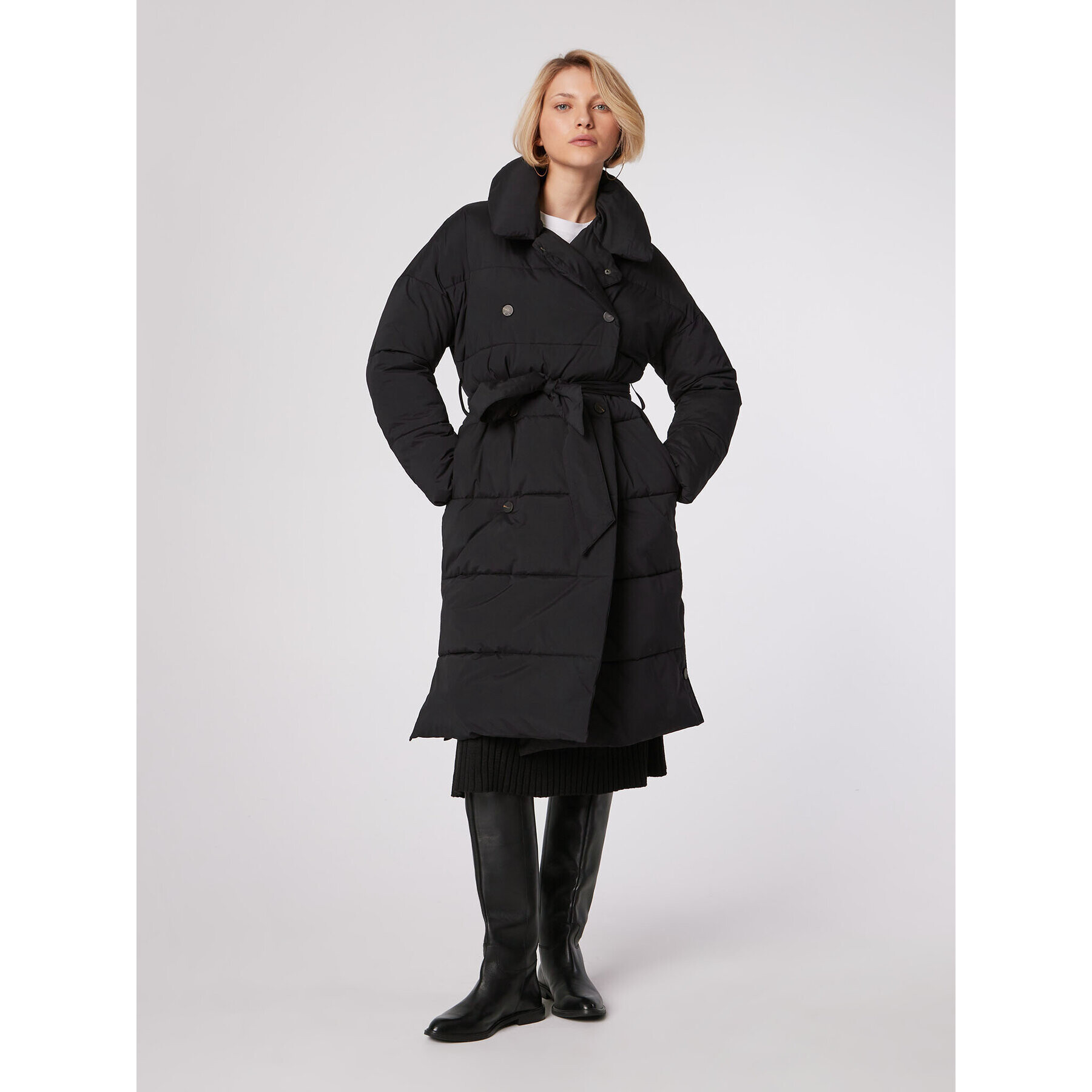 Simple Пухено яке PLD503-01 Черен Relaxed Fit - Pepit.bg