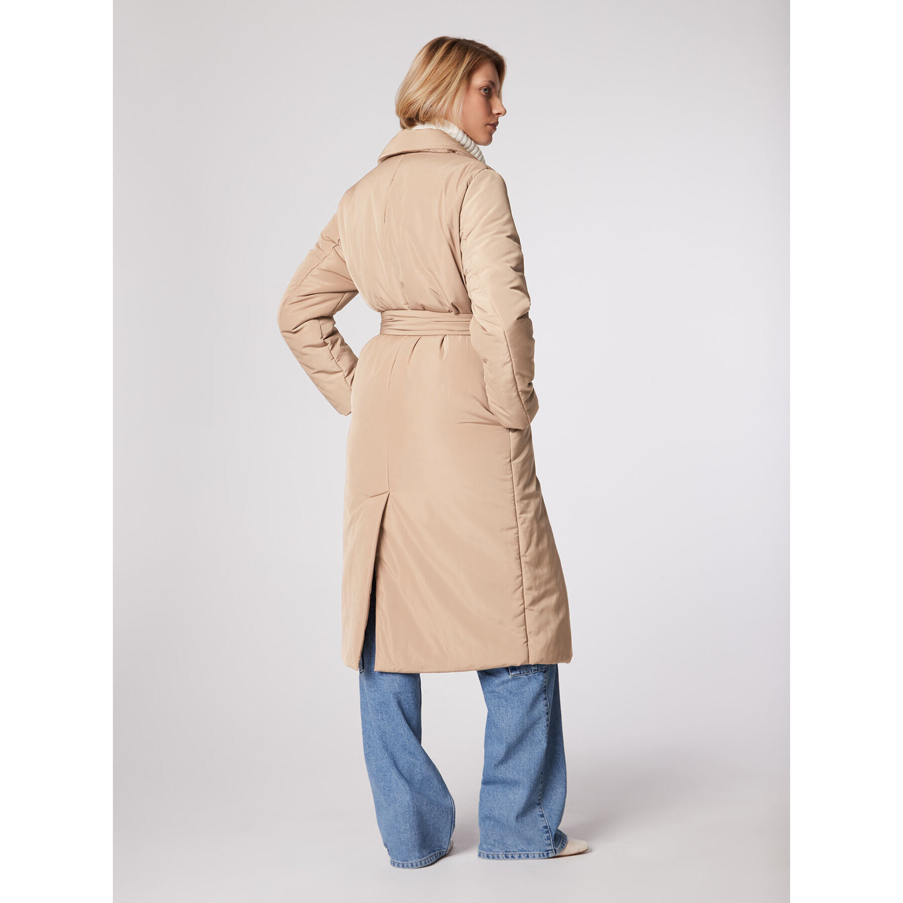 Simple Пухено яке PLD515-02 Бежов Slim Fit - Pepit.bg