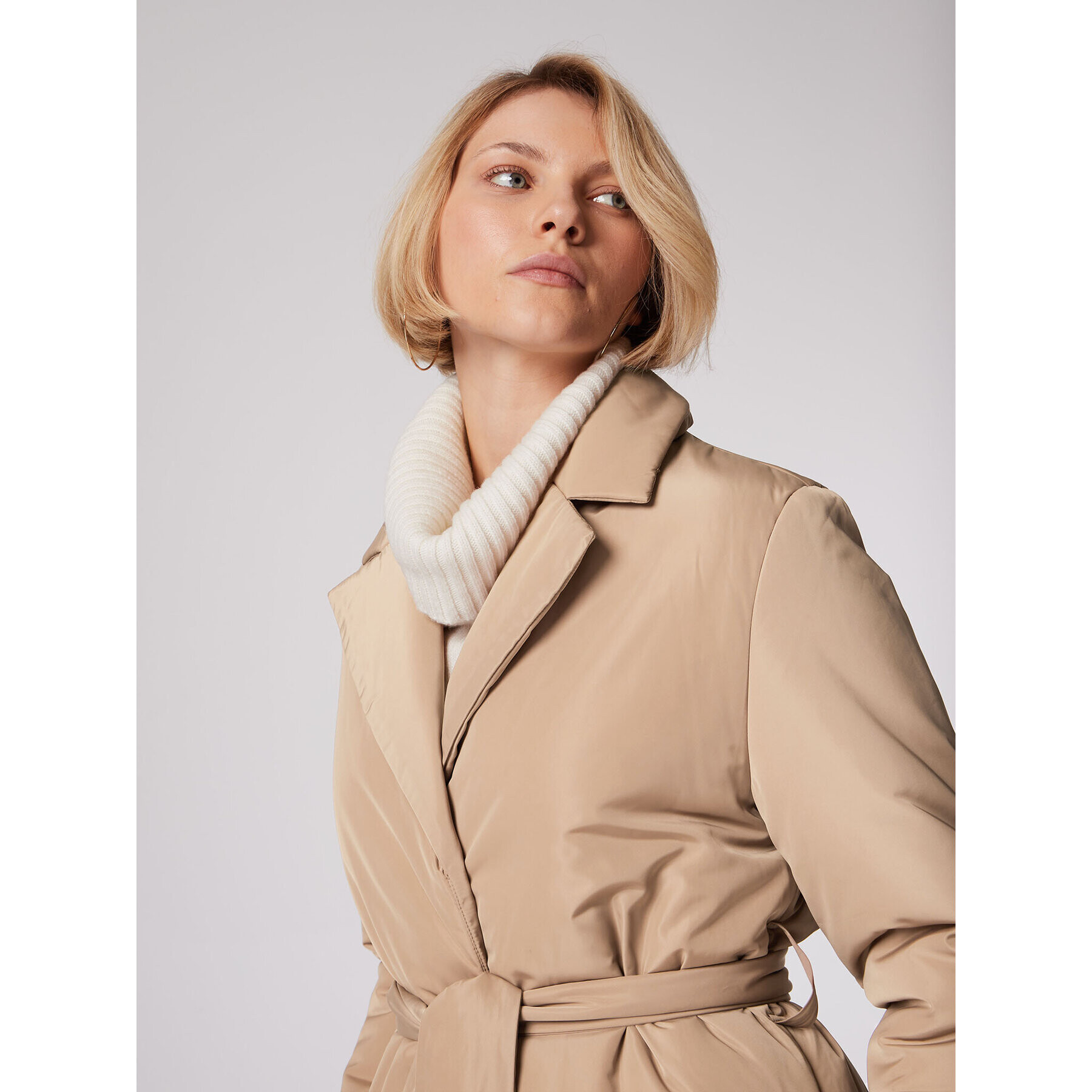 Simple Пухено яке PLD515-02 Бежов Slim Fit - Pepit.bg