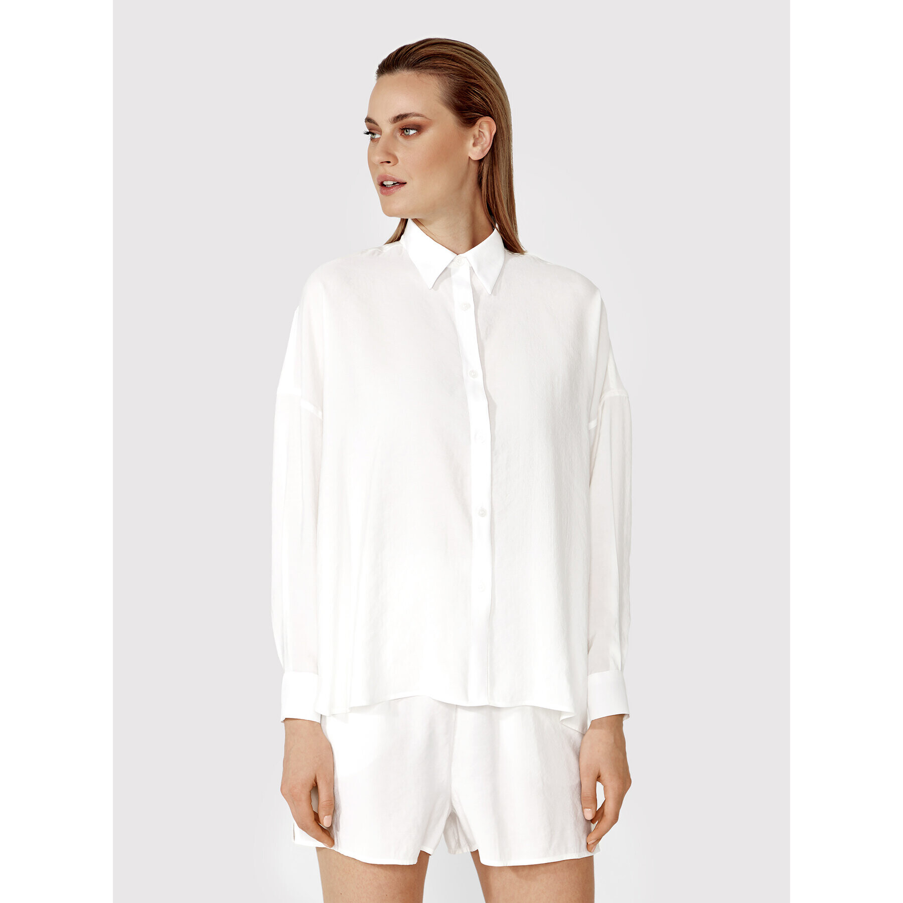 Simple Риза KOD005 Бял Relaxed Fit - Pepit.bg