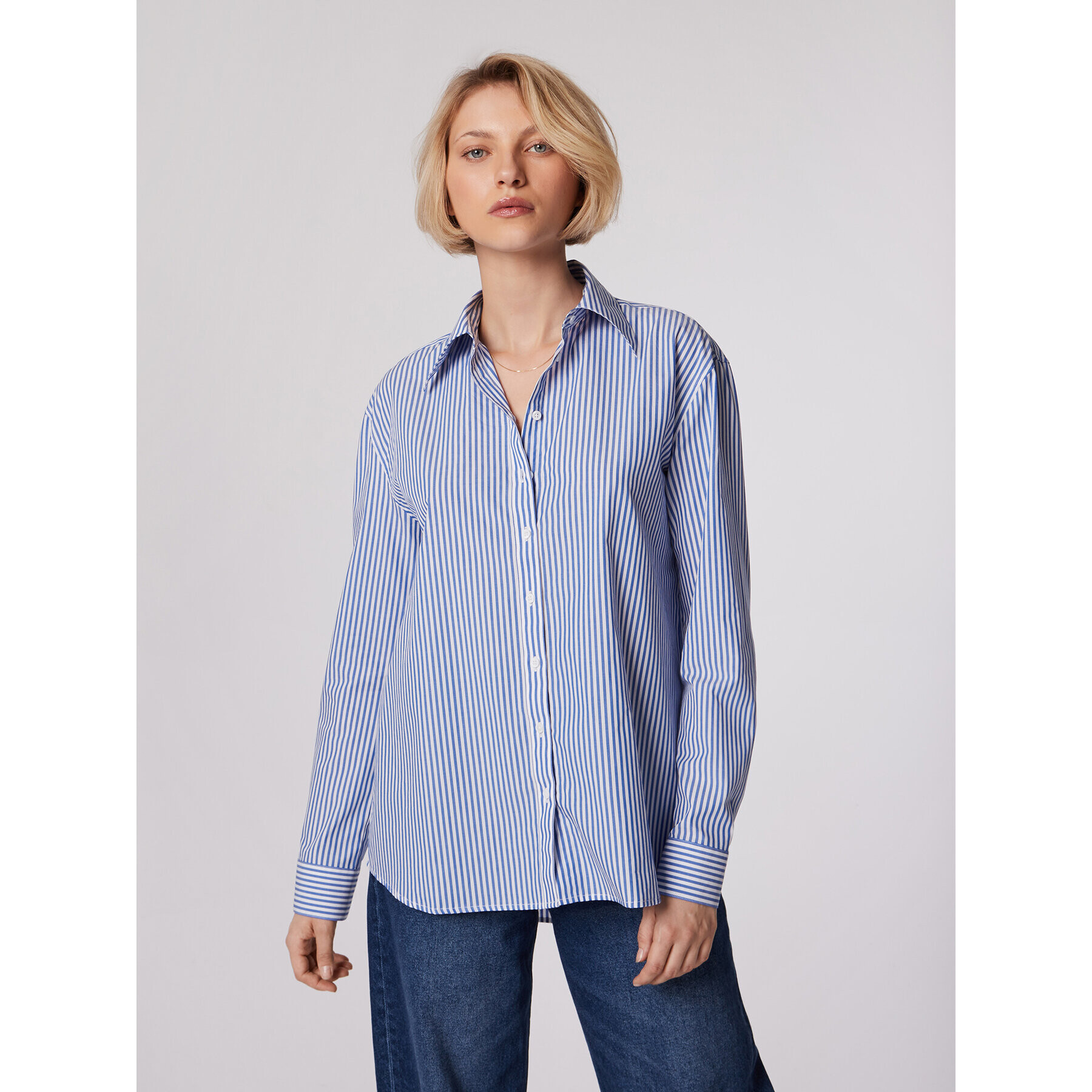 Simple Риза KOD505-01 Син Relaxed Fit - Pepit.bg