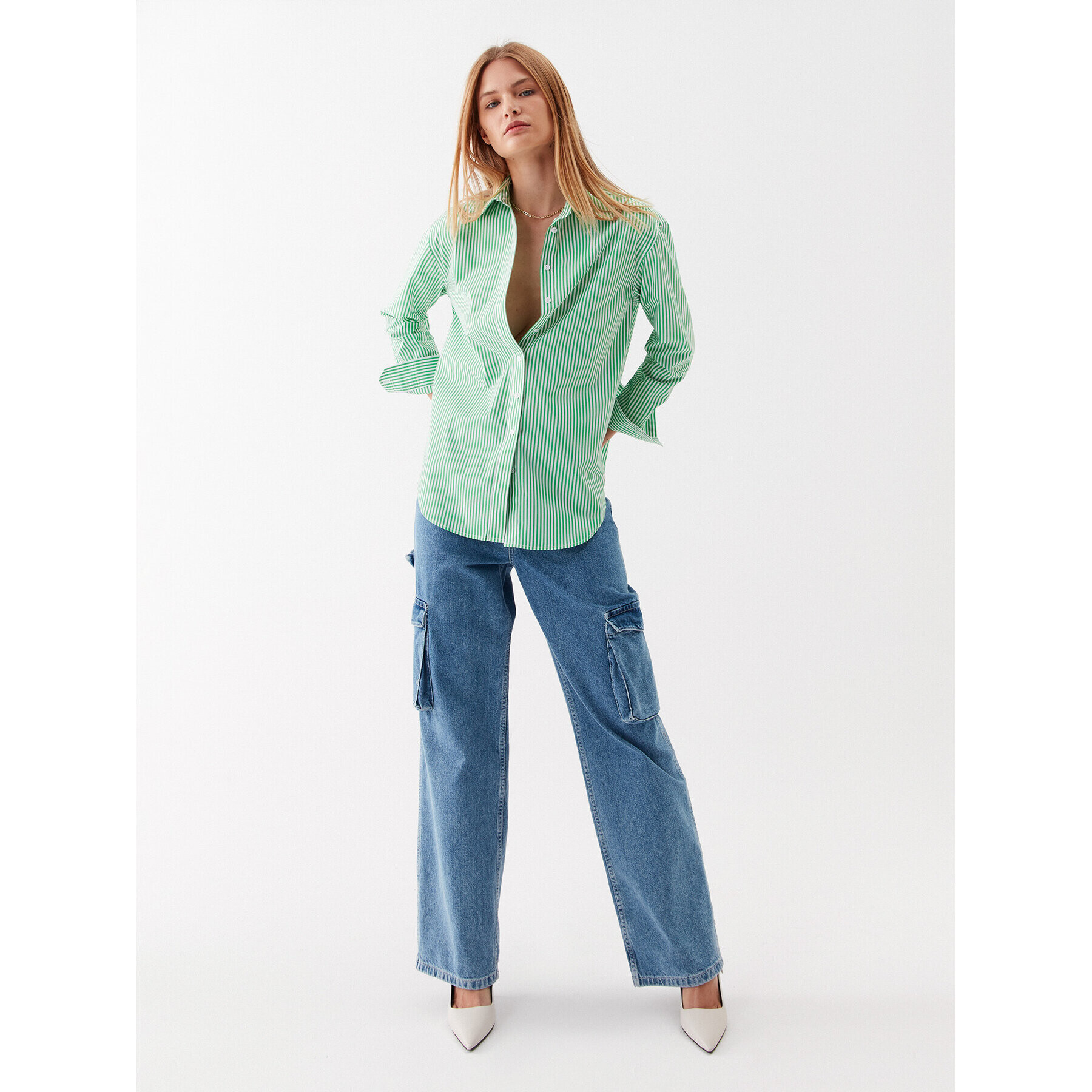 Simple Риза SI23-KOD004 Зелен Regular Fit - Pepit.bg