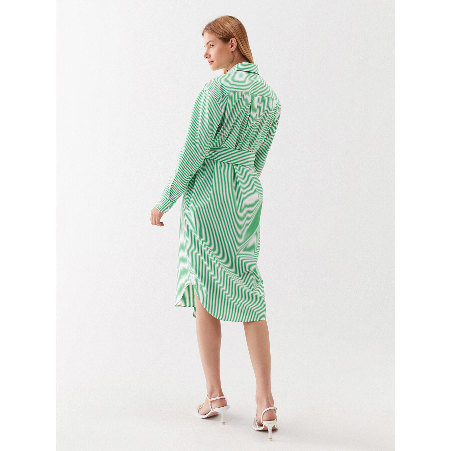 Simple Рокля тип риза SUD011 Зелен Regular Fit - Pepit.bg