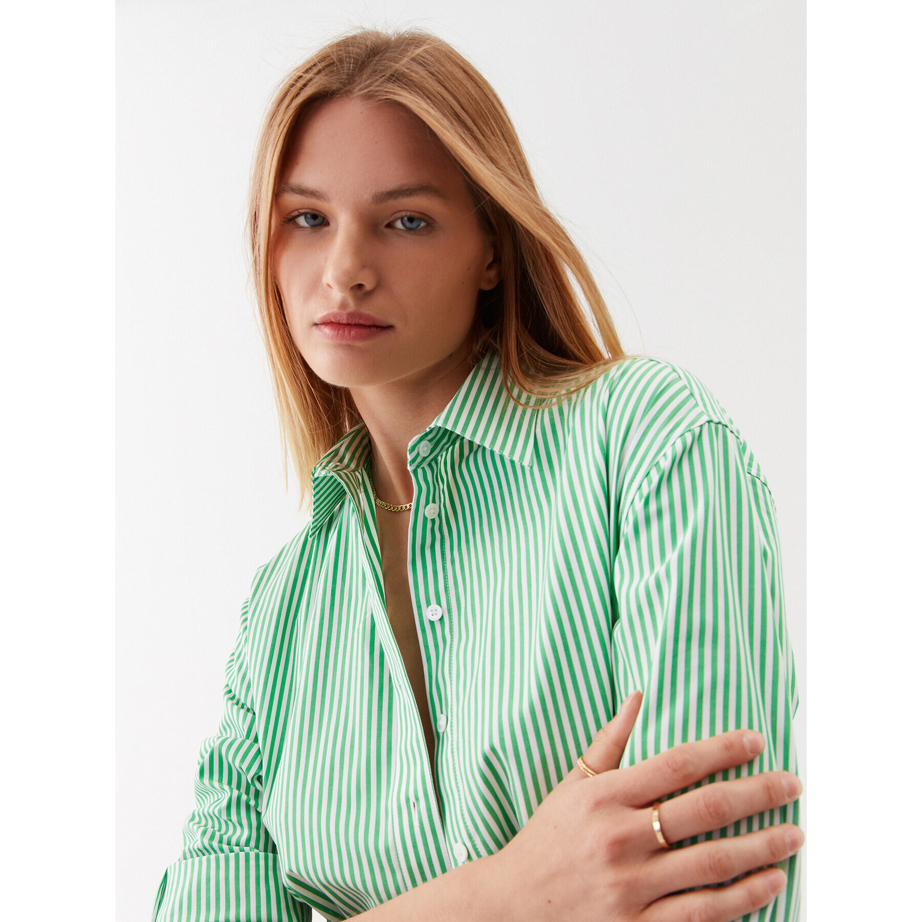 Simple Рокля тип риза SUD011 Зелен Regular Fit - Pepit.bg