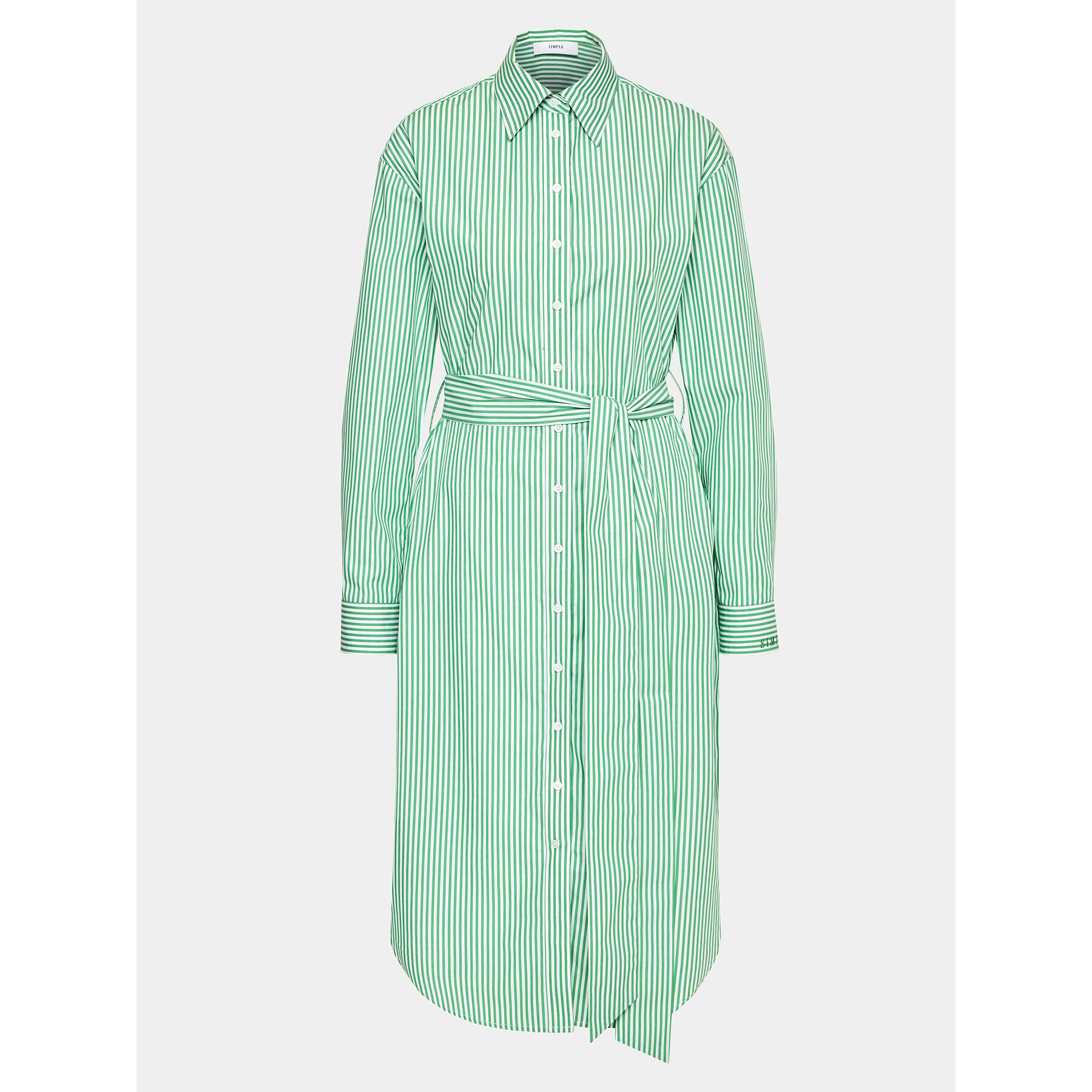 Simple Рокля тип риза SUD011 Зелен Regular Fit - Pepit.bg
