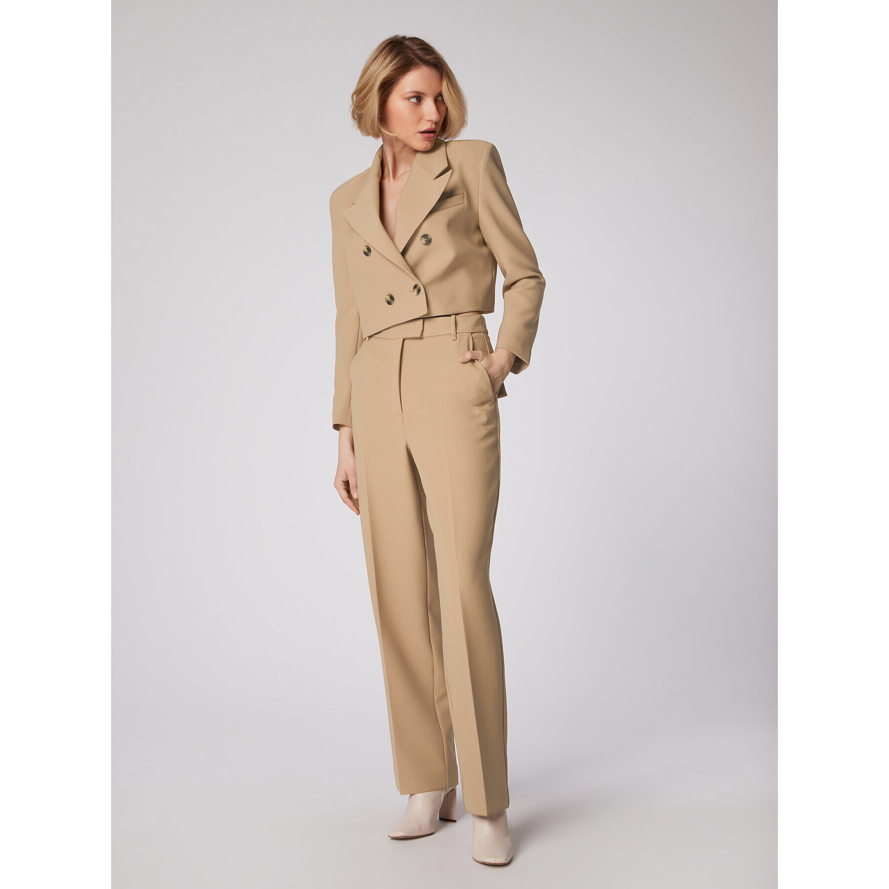 Simple Текстилни панталони SPD504-03 Бежов Relaxed Fit - Pepit.bg
