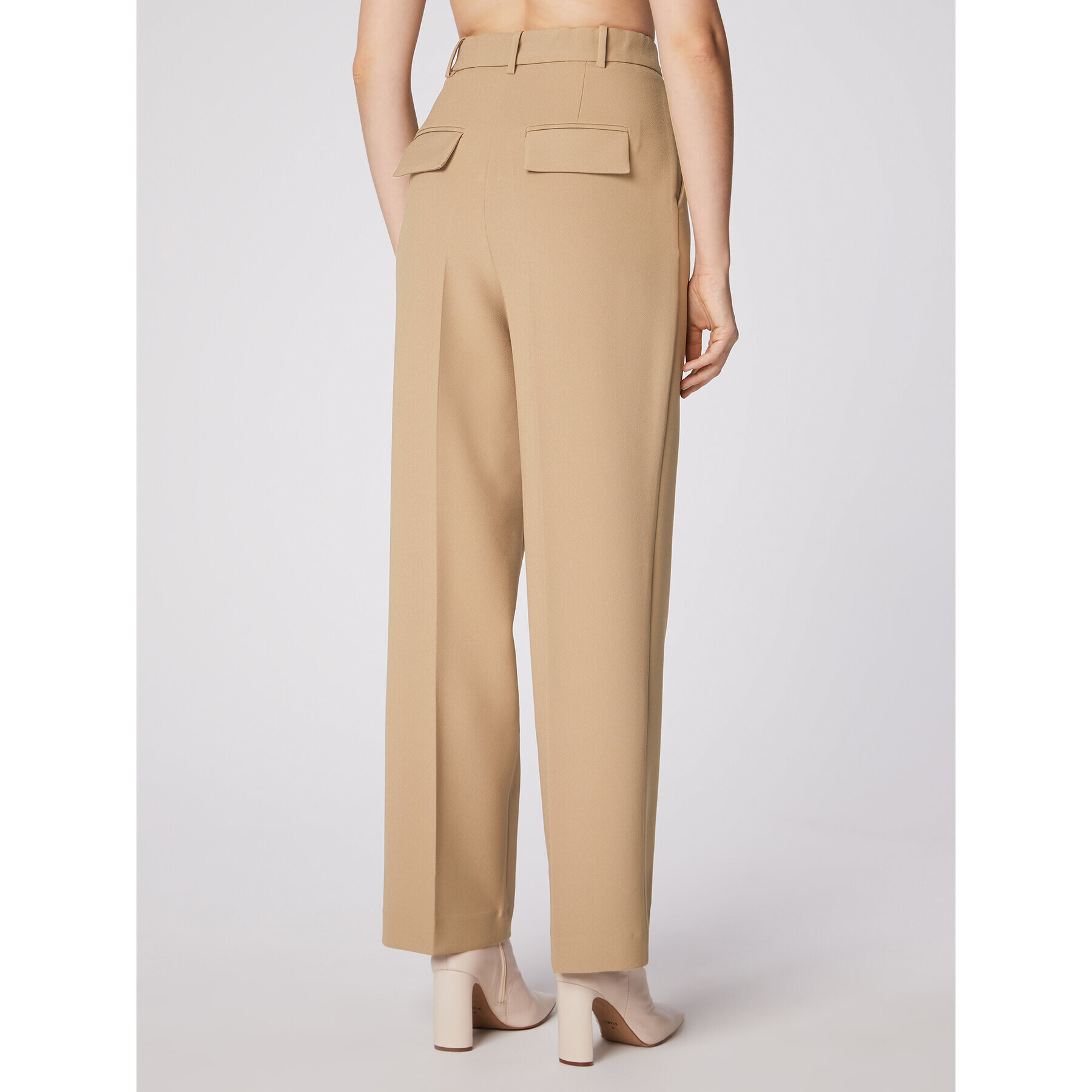 Simple Текстилни панталони SPD504-03 Бежов Relaxed Fit - Pepit.bg