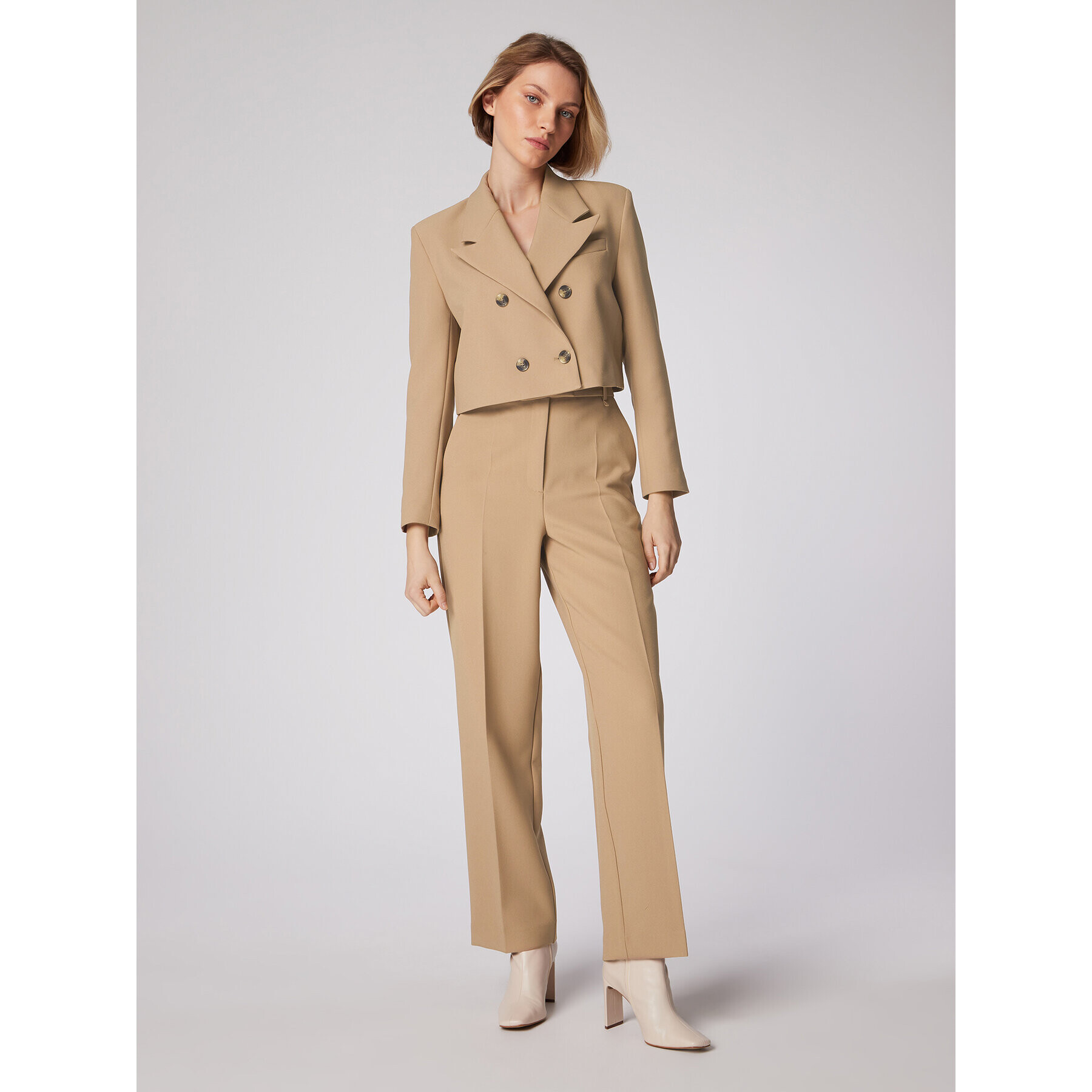 Simple Текстилни панталони SPD504-03 Бежов Relaxed Fit - Pepit.bg