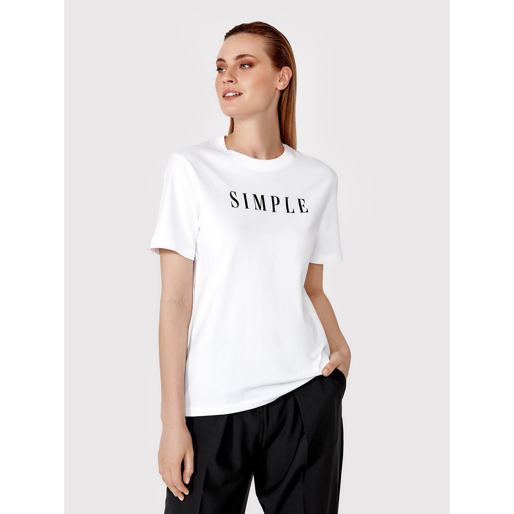 Simple Тишърт TSD033 Бял Regular Fit - Pepit.bg