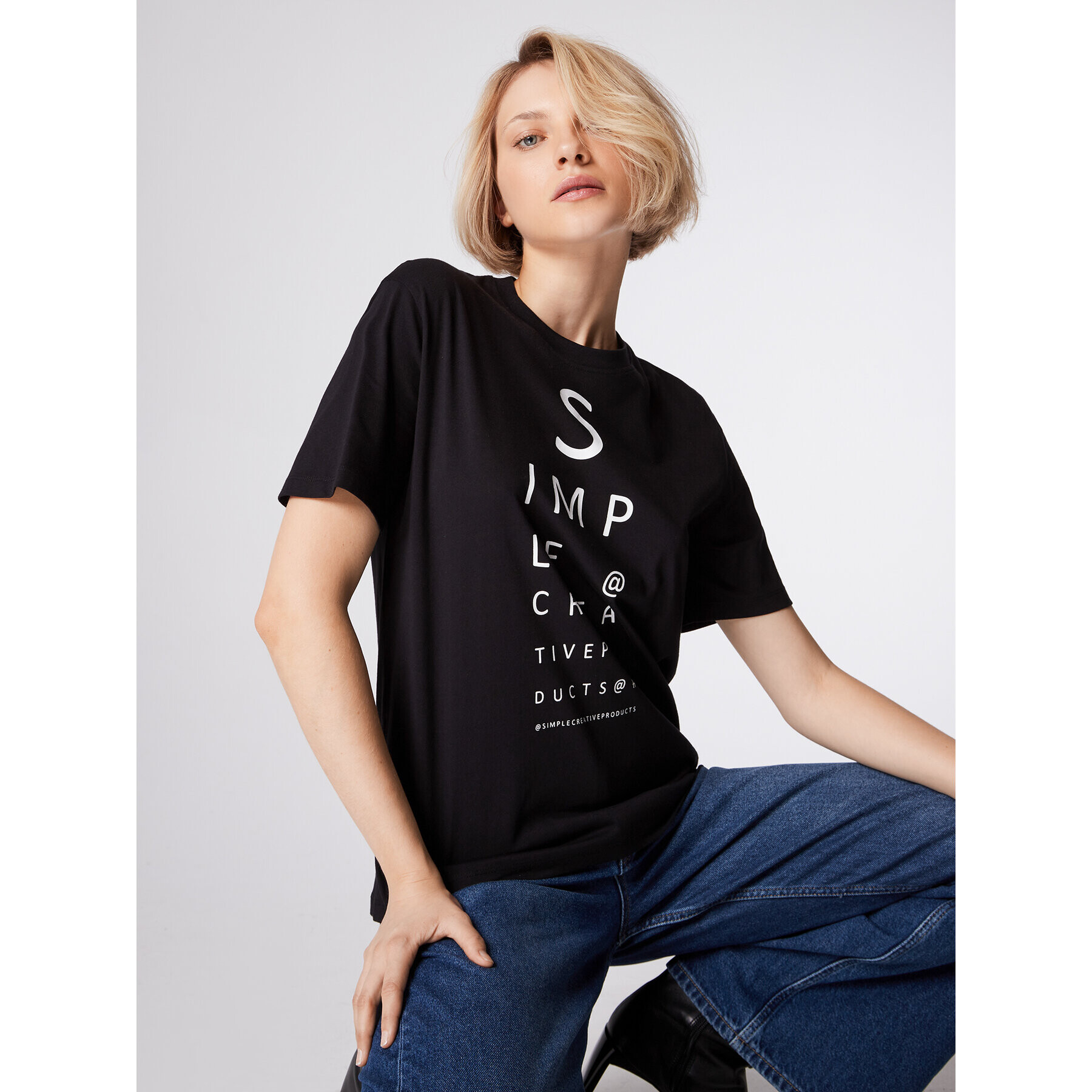 Simple Тишърт TSD500-02 Черен Relaxed Fit - Pepit.bg