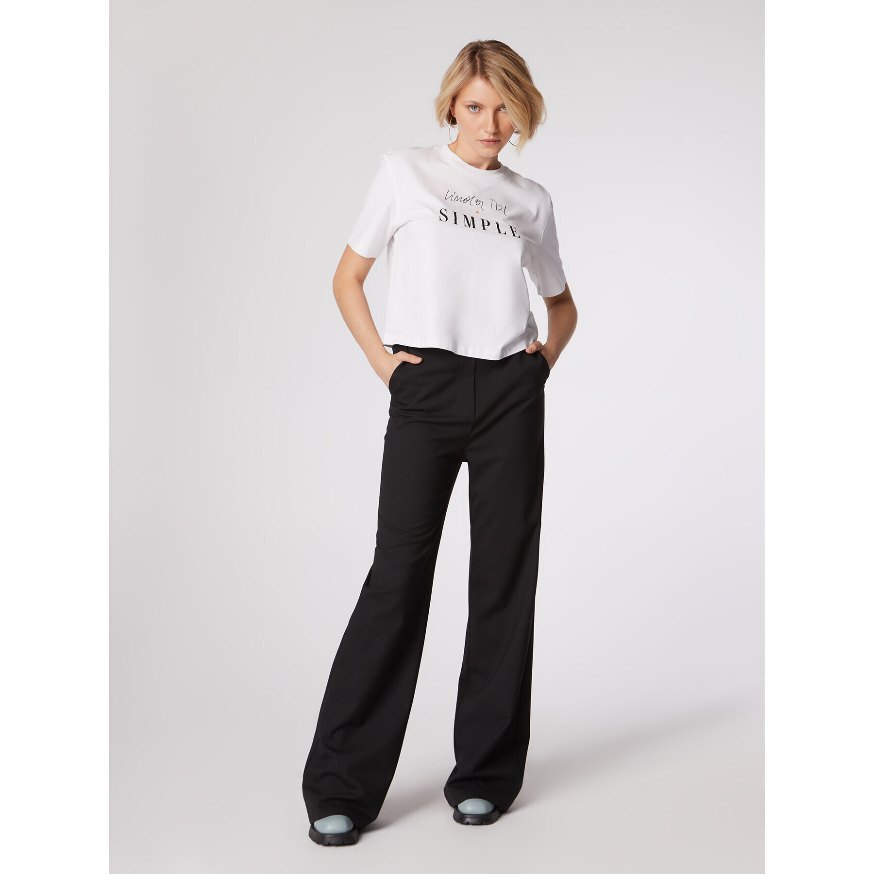 Simple Тишърт TSD550-01 Бял Relaxed Fit - Pepit.bg
