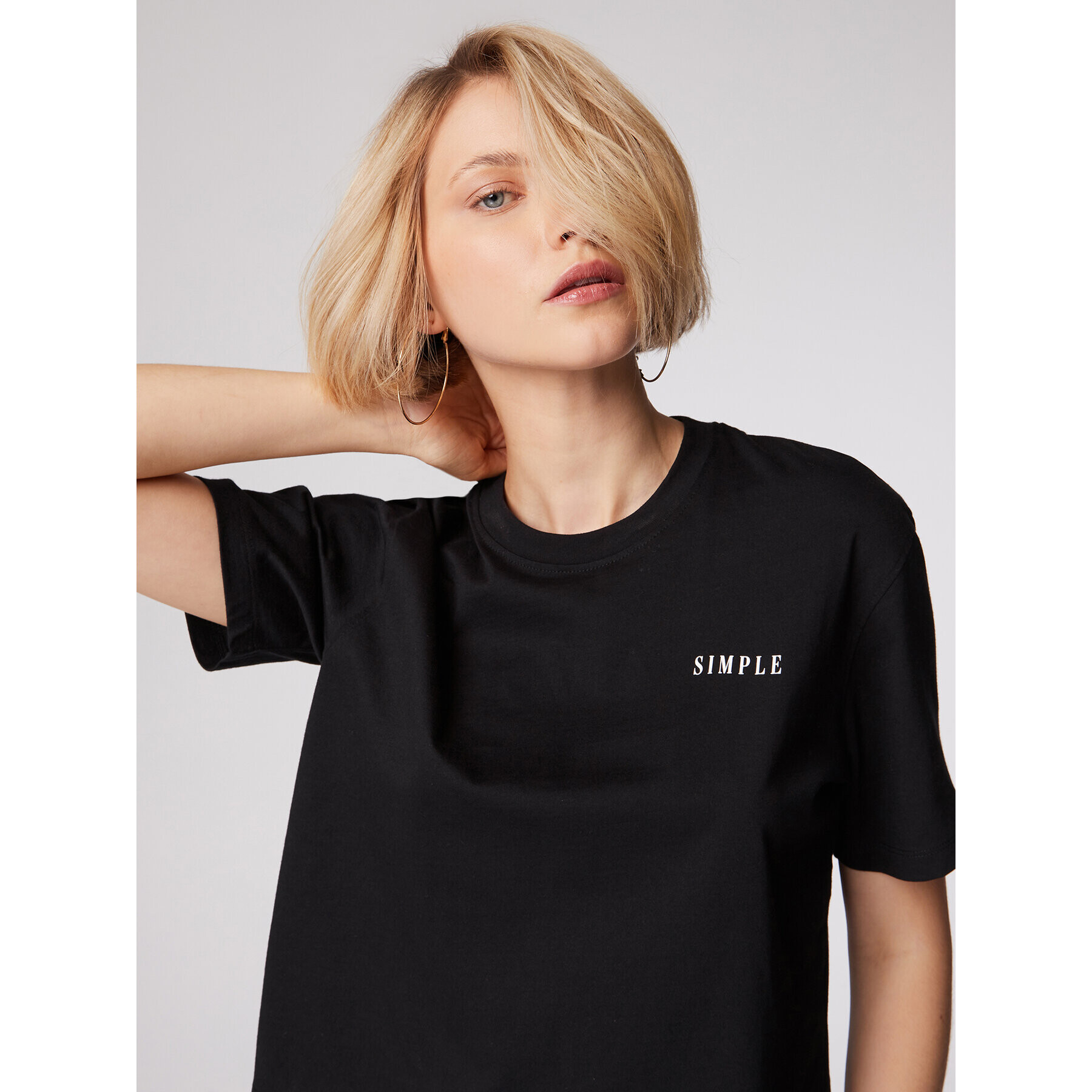 Simple Тишърт TSD551-01 Черен Relaxed Fit - Pepit.bg