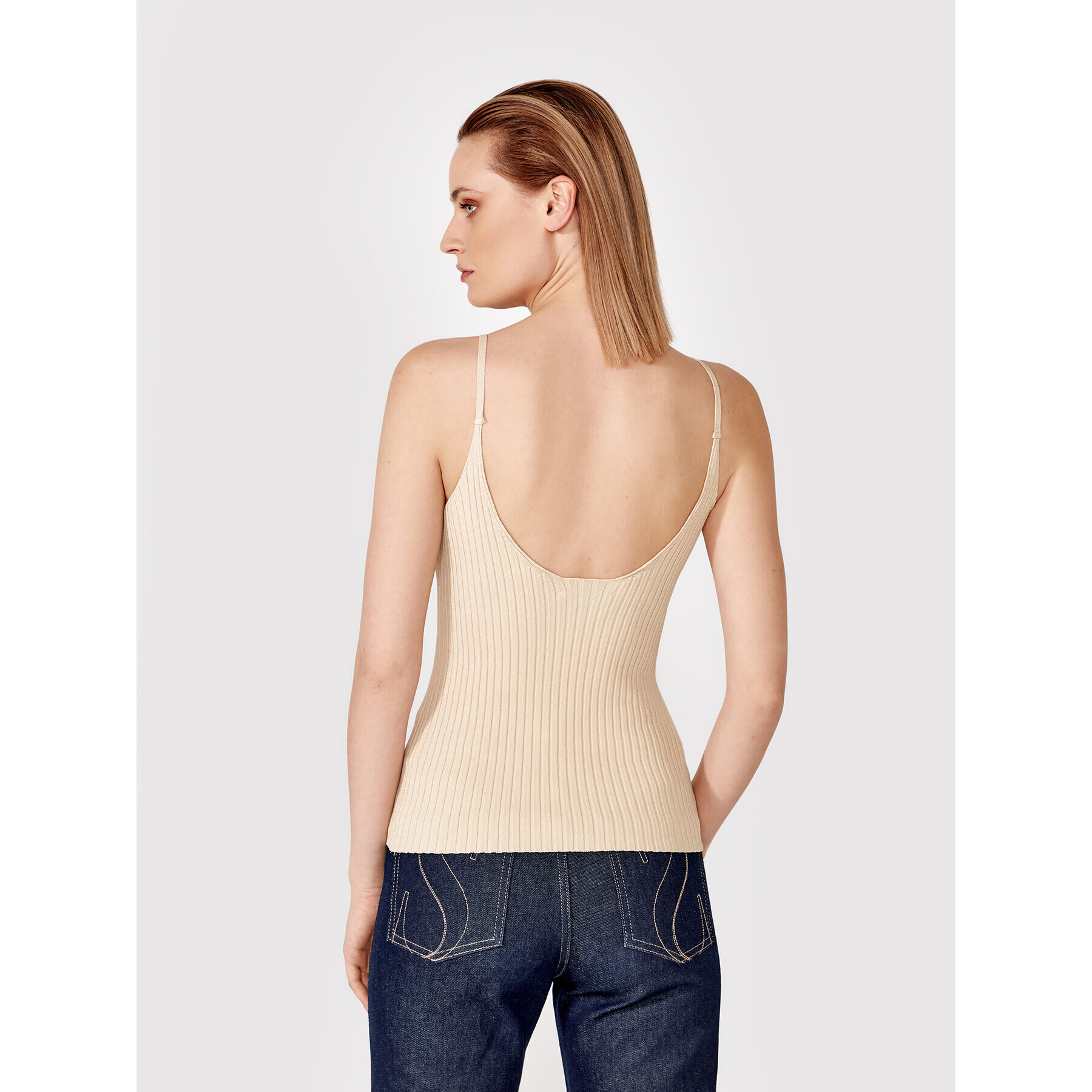 Simple топ TPD008 Бежов Slim Fit - Pepit.bg