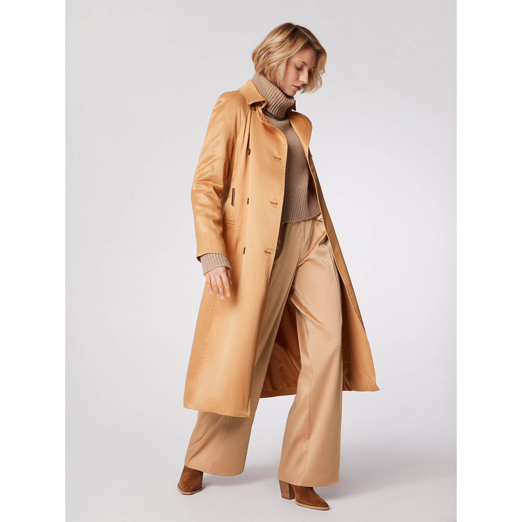 Simple Тренч PLD002 Кафяв Regular Fit - Pepit.bg