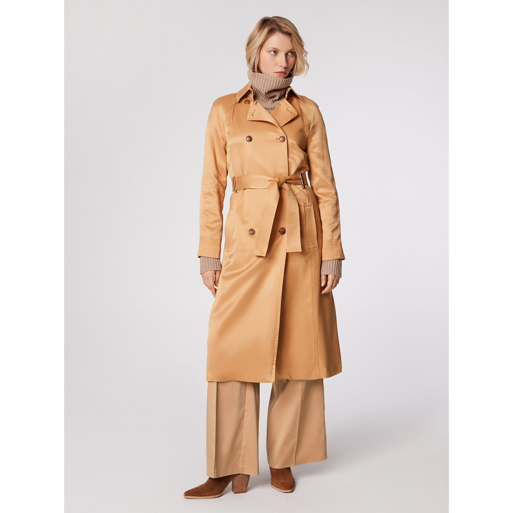 Simple Тренч PLD002 Кафяв Regular Fit - Pepit.bg