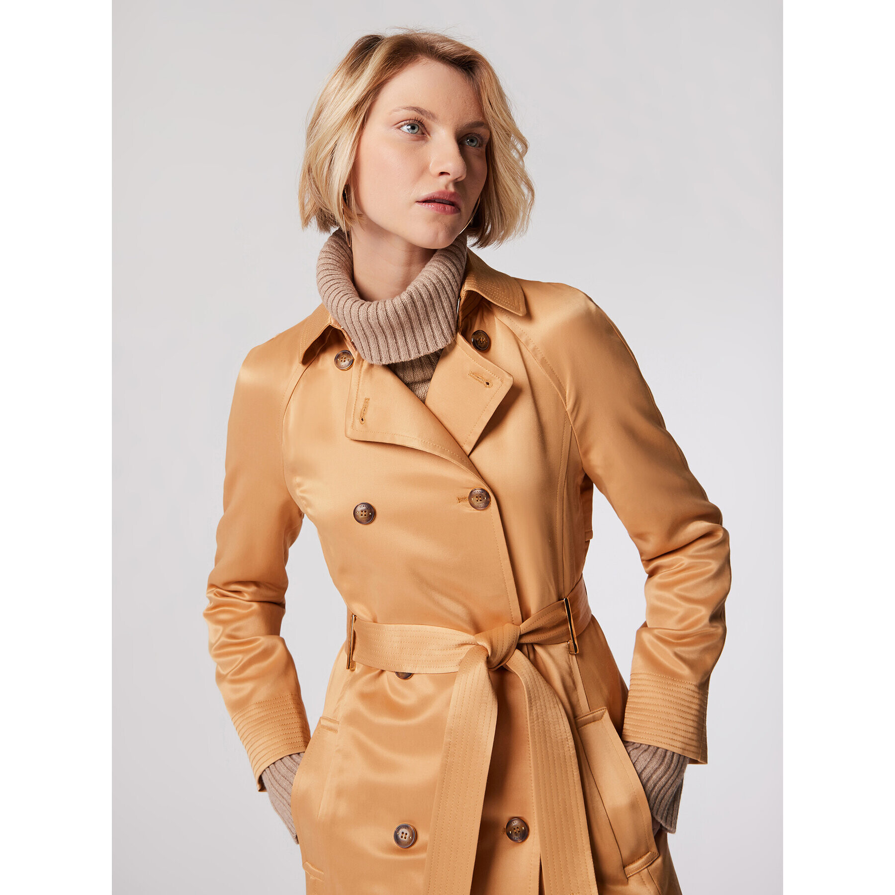Simple Тренч PLD002 Кафяв Regular Fit - Pepit.bg
