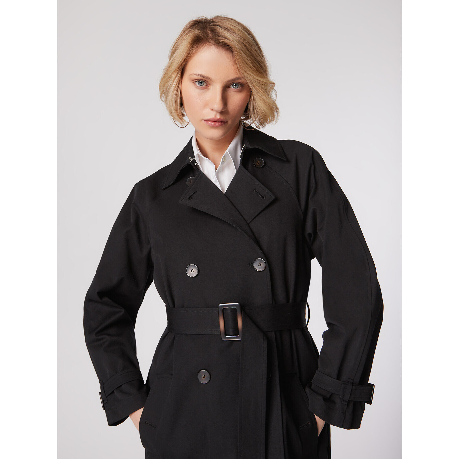 Simple Тренч PLD004 Черен Regular Fit - Pepit.bg