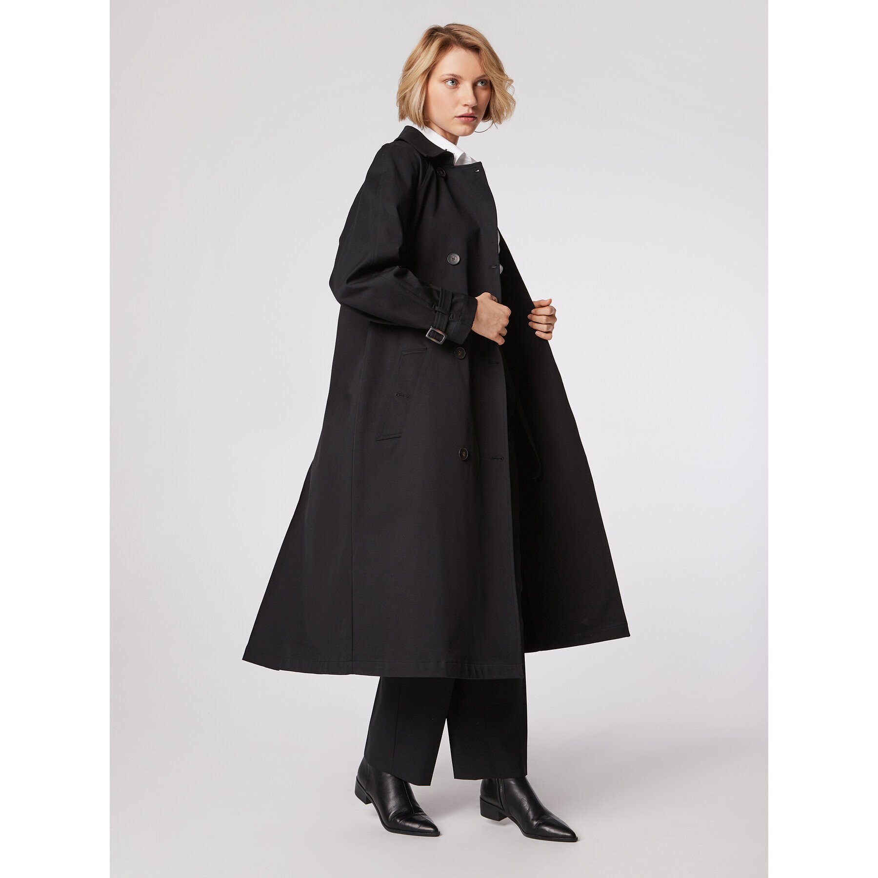 Simple Тренч PLD004 Черен Regular Fit - Pepit.bg