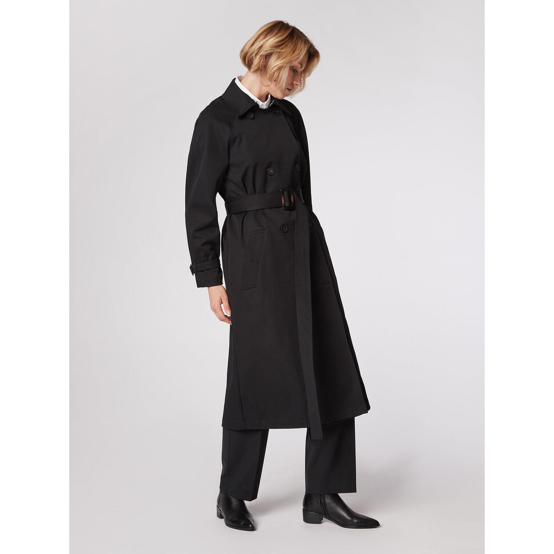 Simple Тренч PLD004 Черен Regular Fit - Pepit.bg
