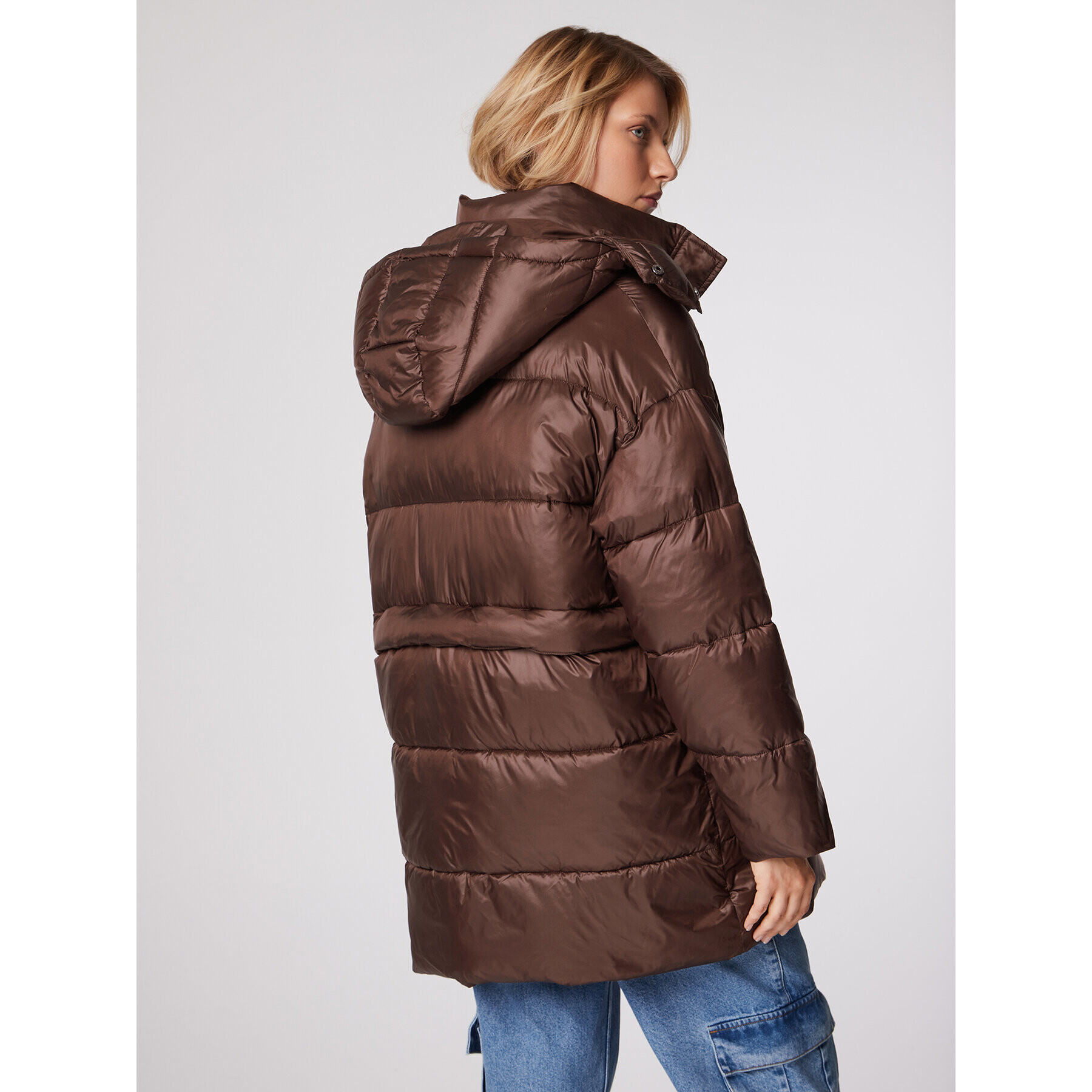 Simple Зимно яке KUD500-01 Кафяв Oversize - Pepit.bg