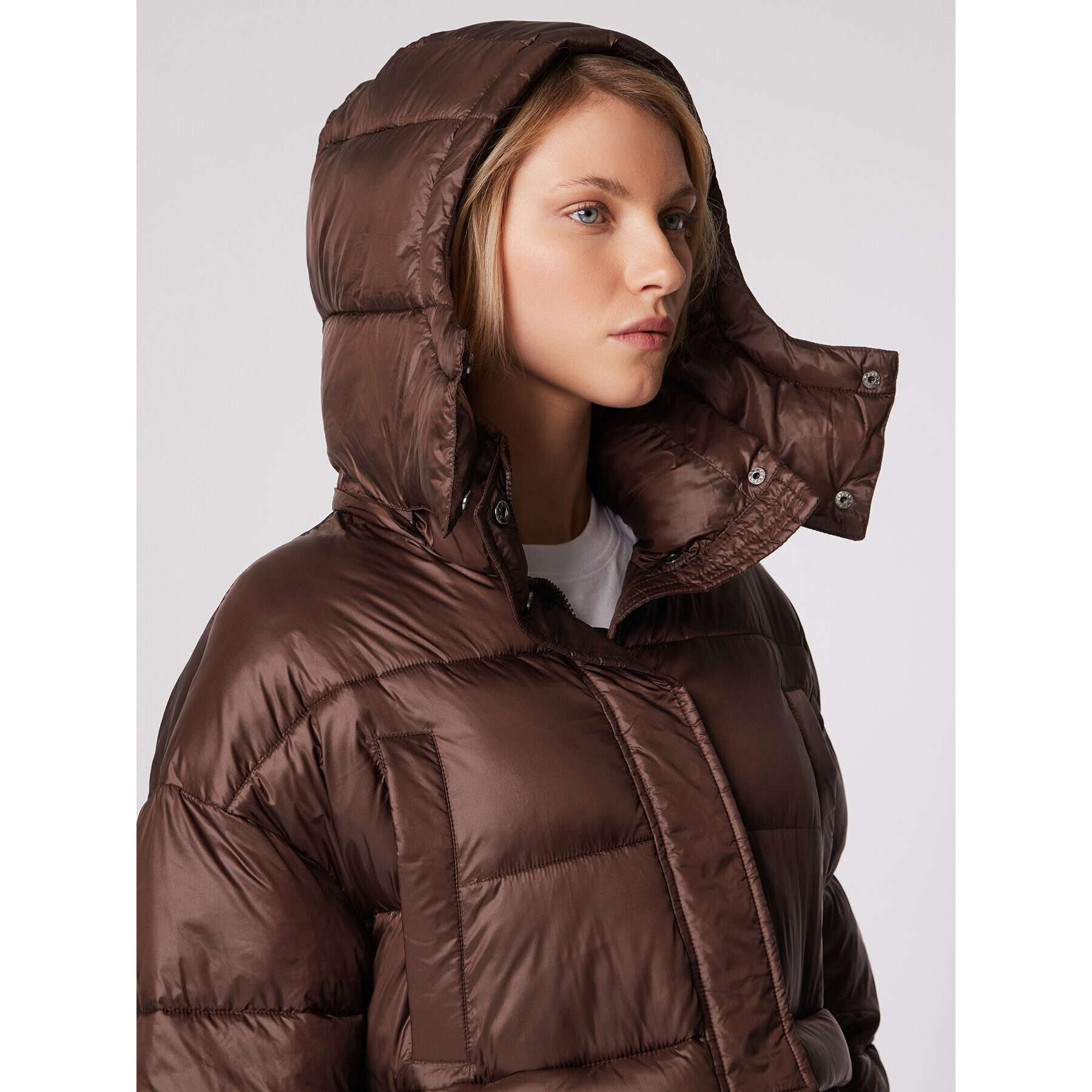 Simple Зимно яке KUD500-01 Кафяв Oversize - Pepit.bg