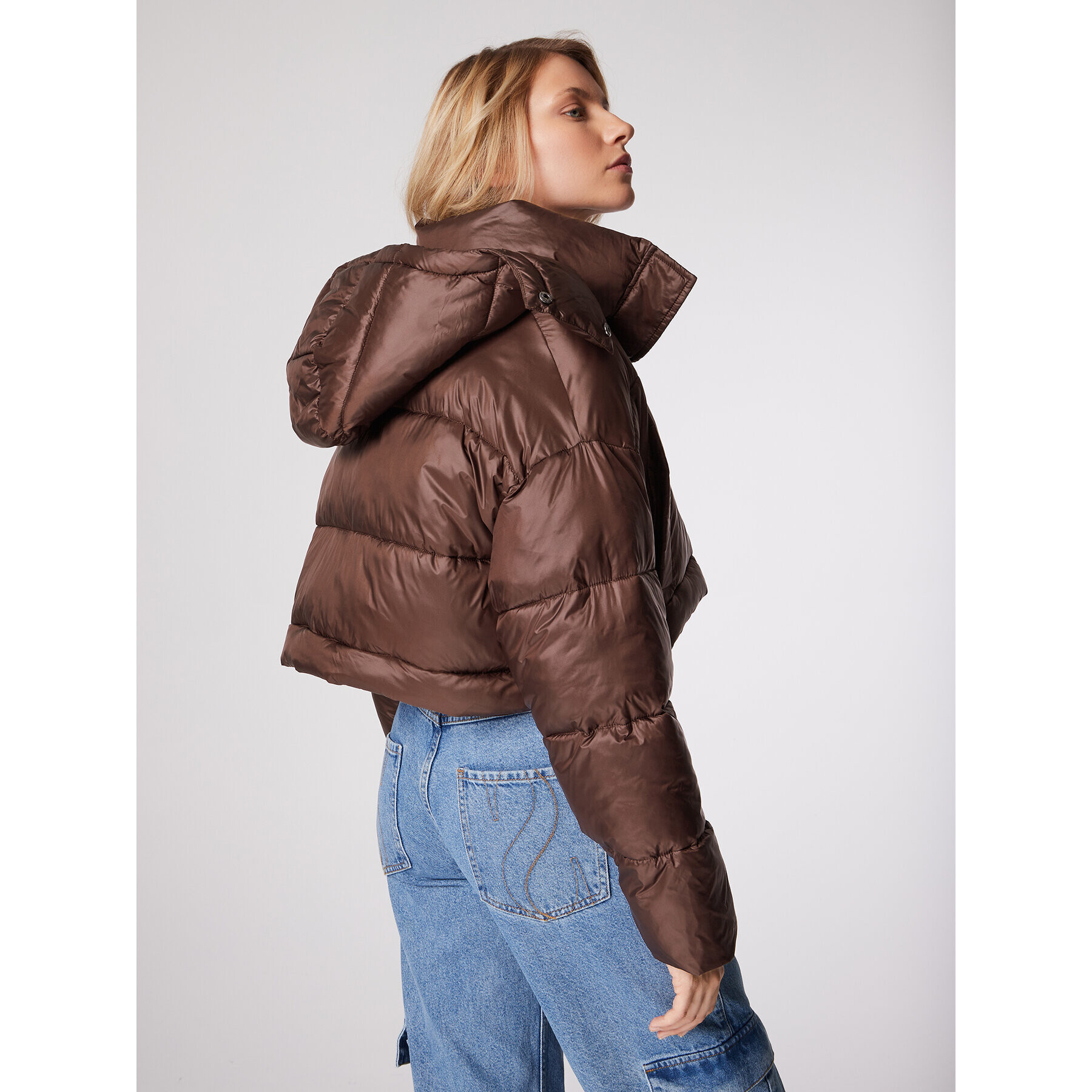 Simple Зимно яке KUD500-01 Кафяв Oversize - Pepit.bg