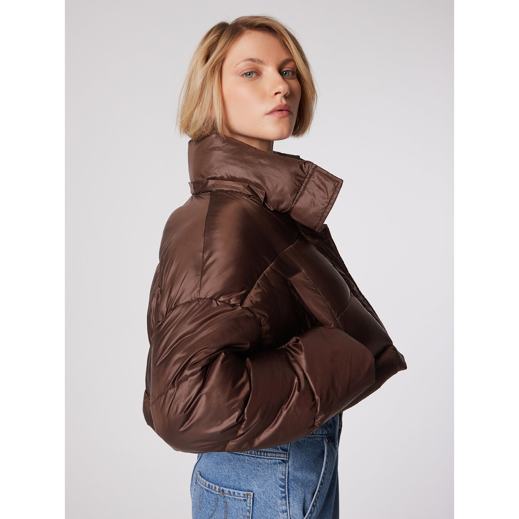 Simple Зимно яке KUD500-01 Кафяв Oversize - Pepit.bg