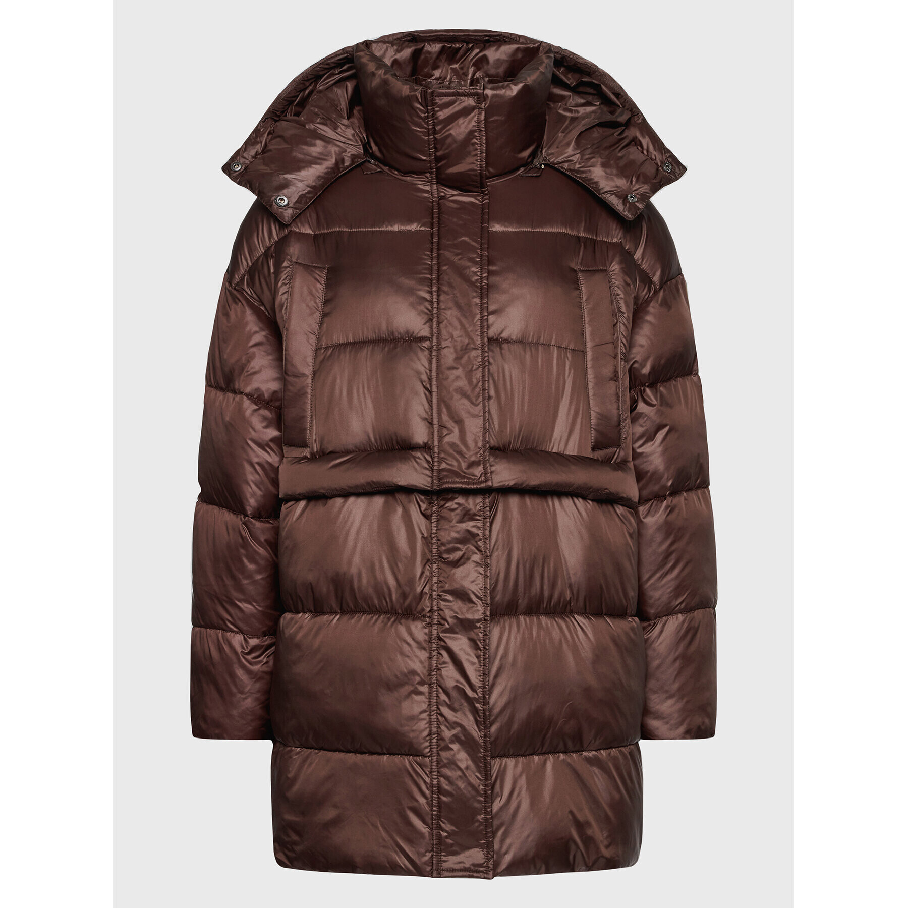 Simple Зимно яке KUD500-01 Кафяв Oversize - Pepit.bg