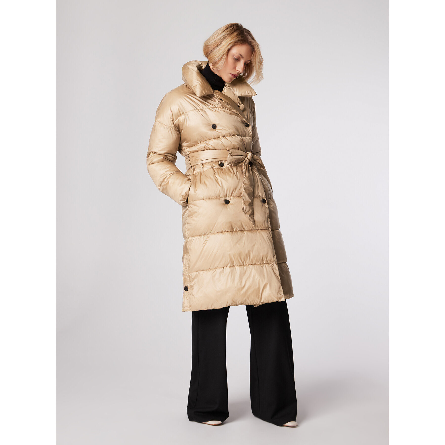 Simple Пухено яке PLD503-02 Бежов Relaxed Fit - Pepit.bg