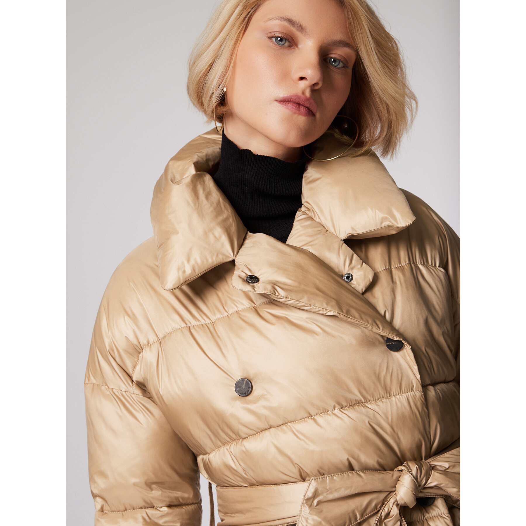 Simple Пухено яке PLD503-02 Бежов Relaxed Fit - Pepit.bg