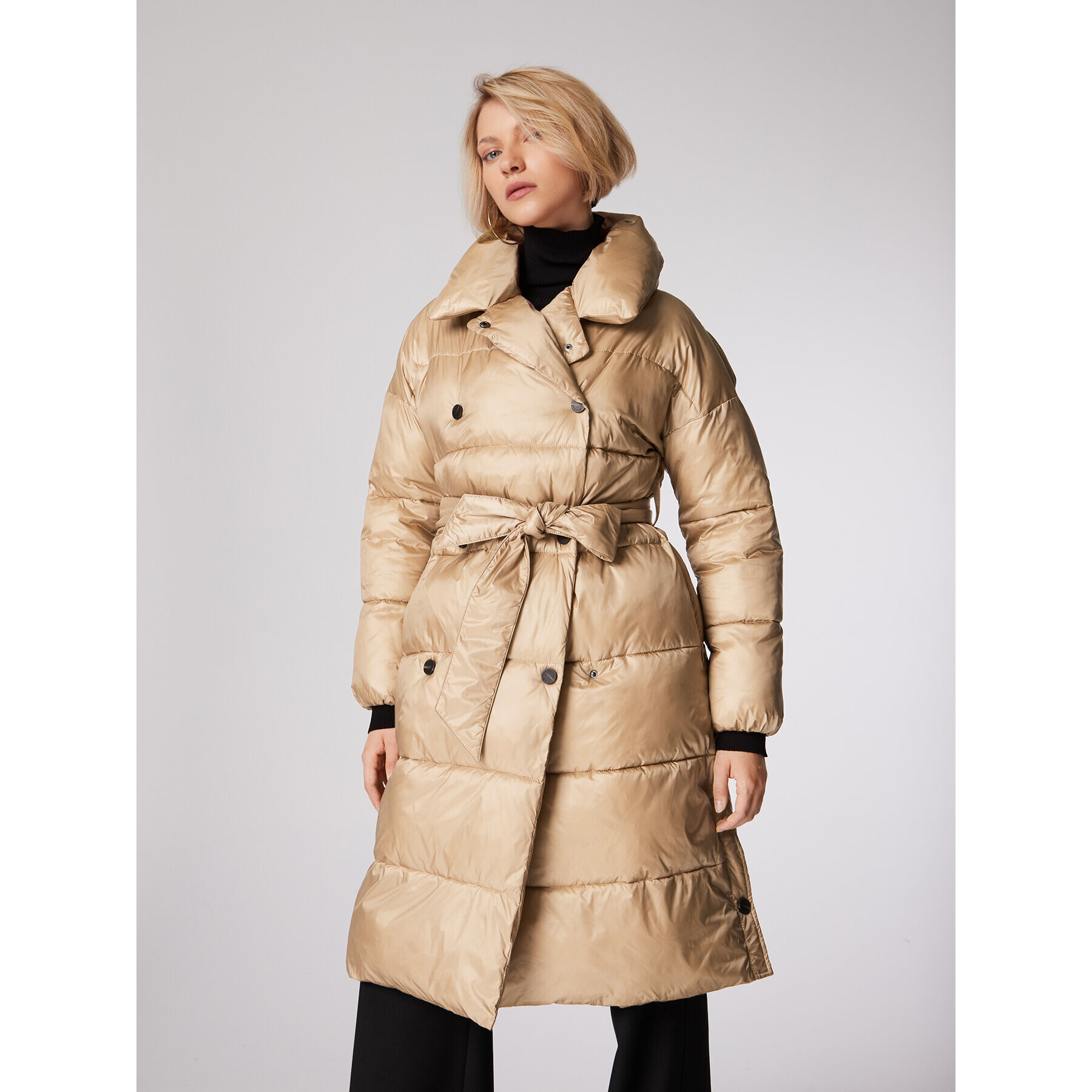 Simple Пухено яке PLD503-02 Бежов Relaxed Fit - Pepit.bg
