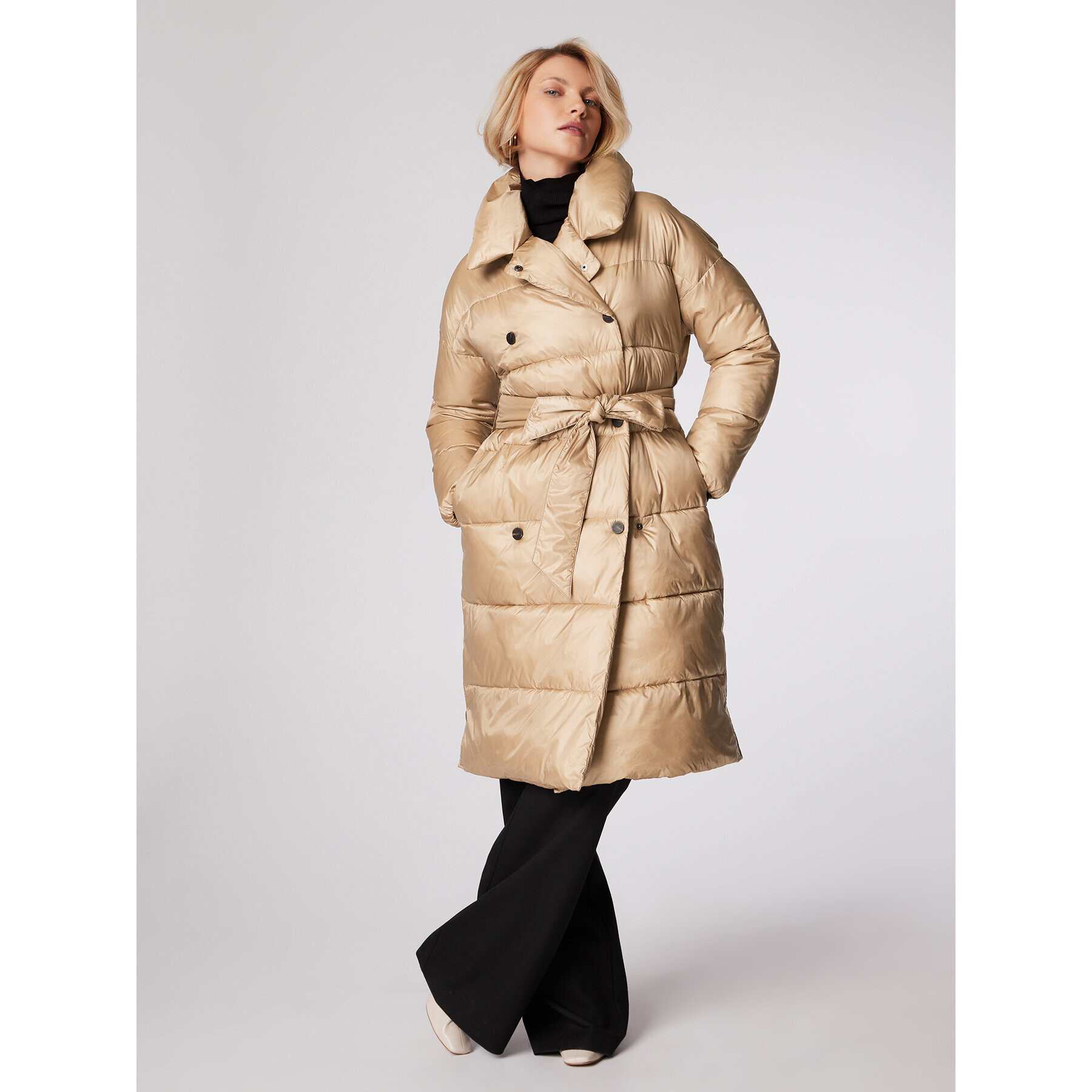 Simple Пухено яке PLD503-02 Бежов Relaxed Fit - Pepit.bg