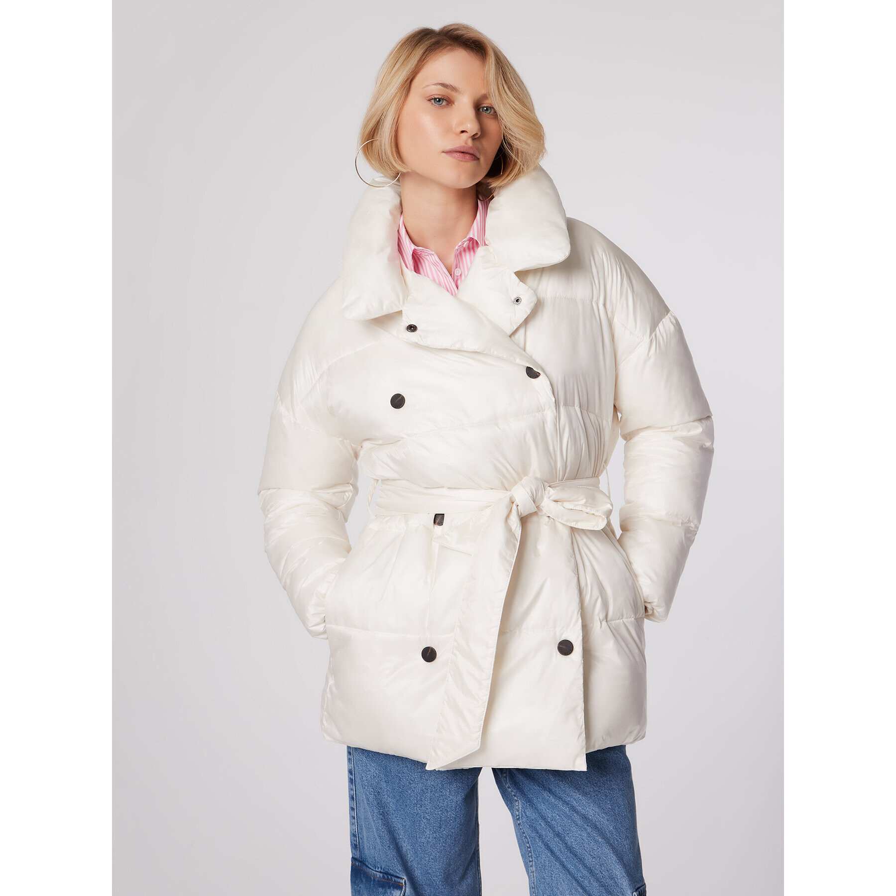 Simple Зимно яке KUD501-02 Бежов Relaxed Fit - Pepit.bg